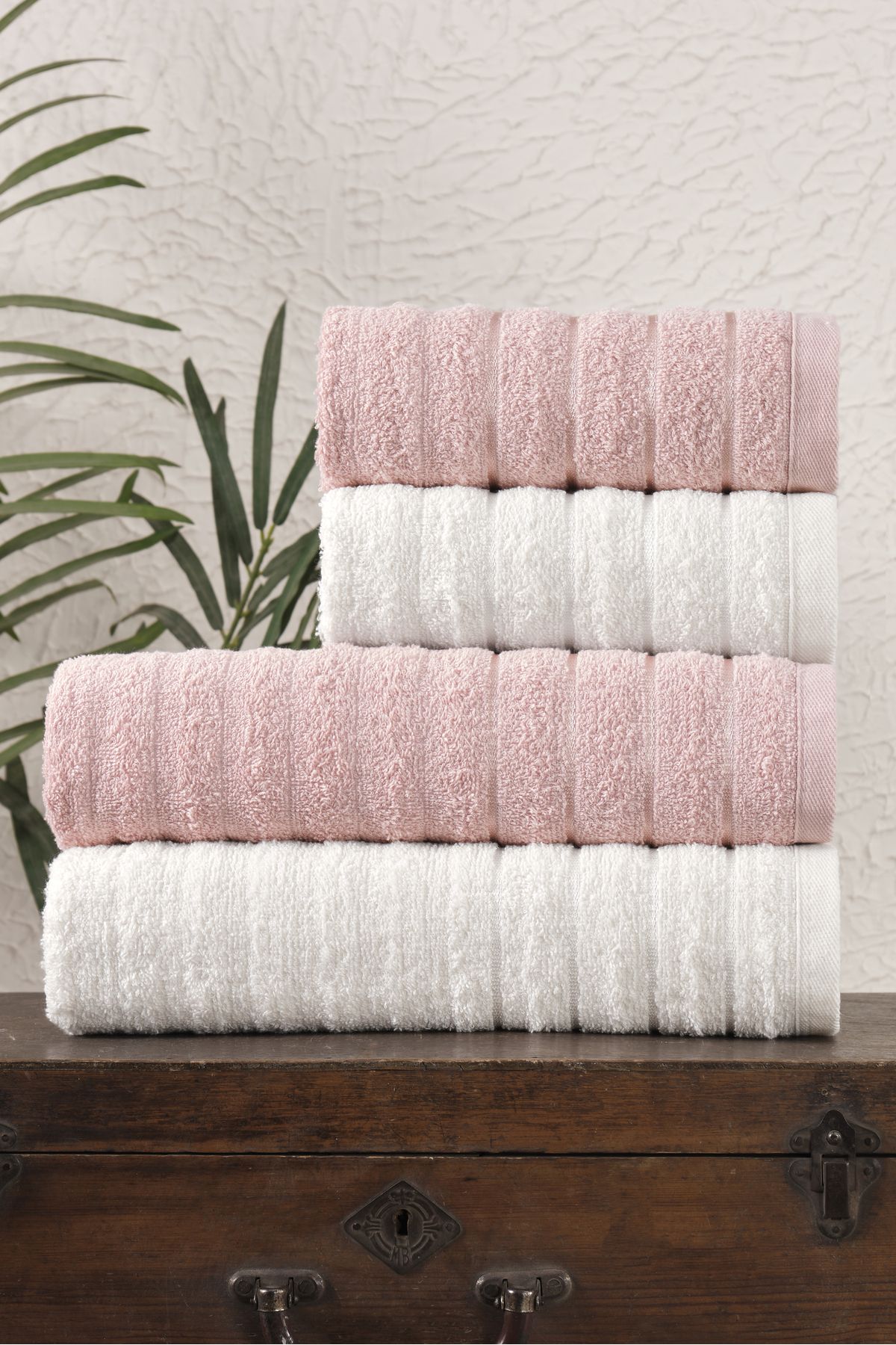 Eponj Home-4 Pieces 50X85Cm + 70X140Cm Wave Towel Set 1