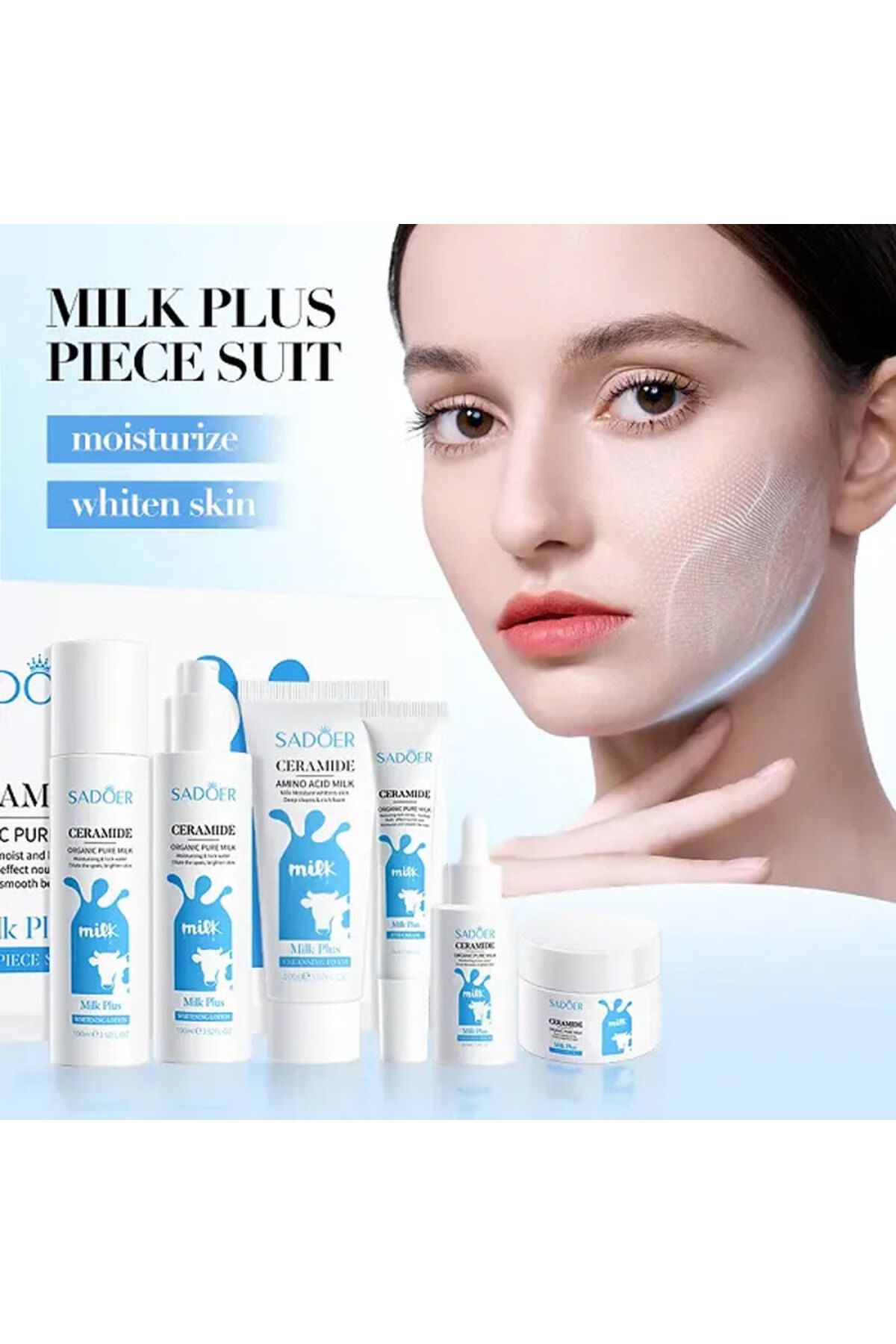 SADOER-6 Pieces Gift Box Set Ceramide Whitening Moisturizing Organic Pure Milk Nourish Beauty Skin 4