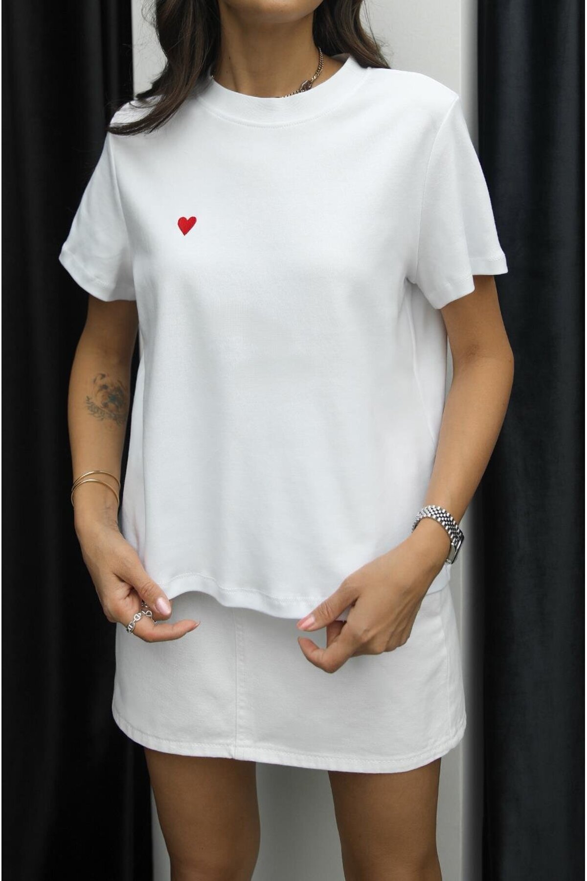 Havoş-Tricou din bumbac cu inimă albă 4