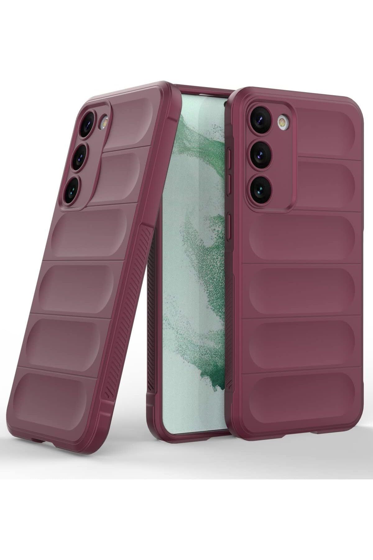 DERİK dsr Galaxy S24 Kılıf Silikon Esnek İçi Süet Yanları Tırtıklı Şık Tasarım Çizgili Kılı