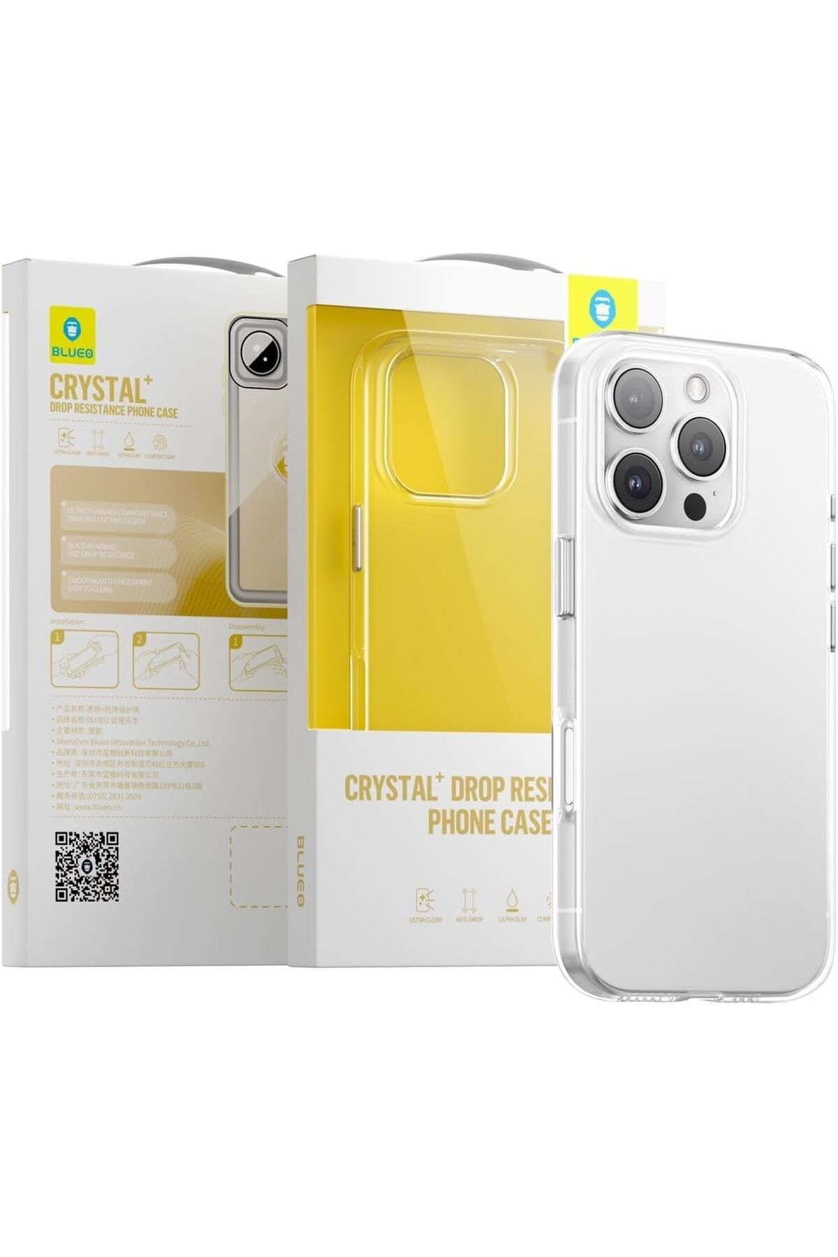DERİK dsr iPhone 16/16 Plus / 16 Pro / 16 Pro Max Uyumlu Crystal Drop Resistance Şeffaf Telefon Kılıfı