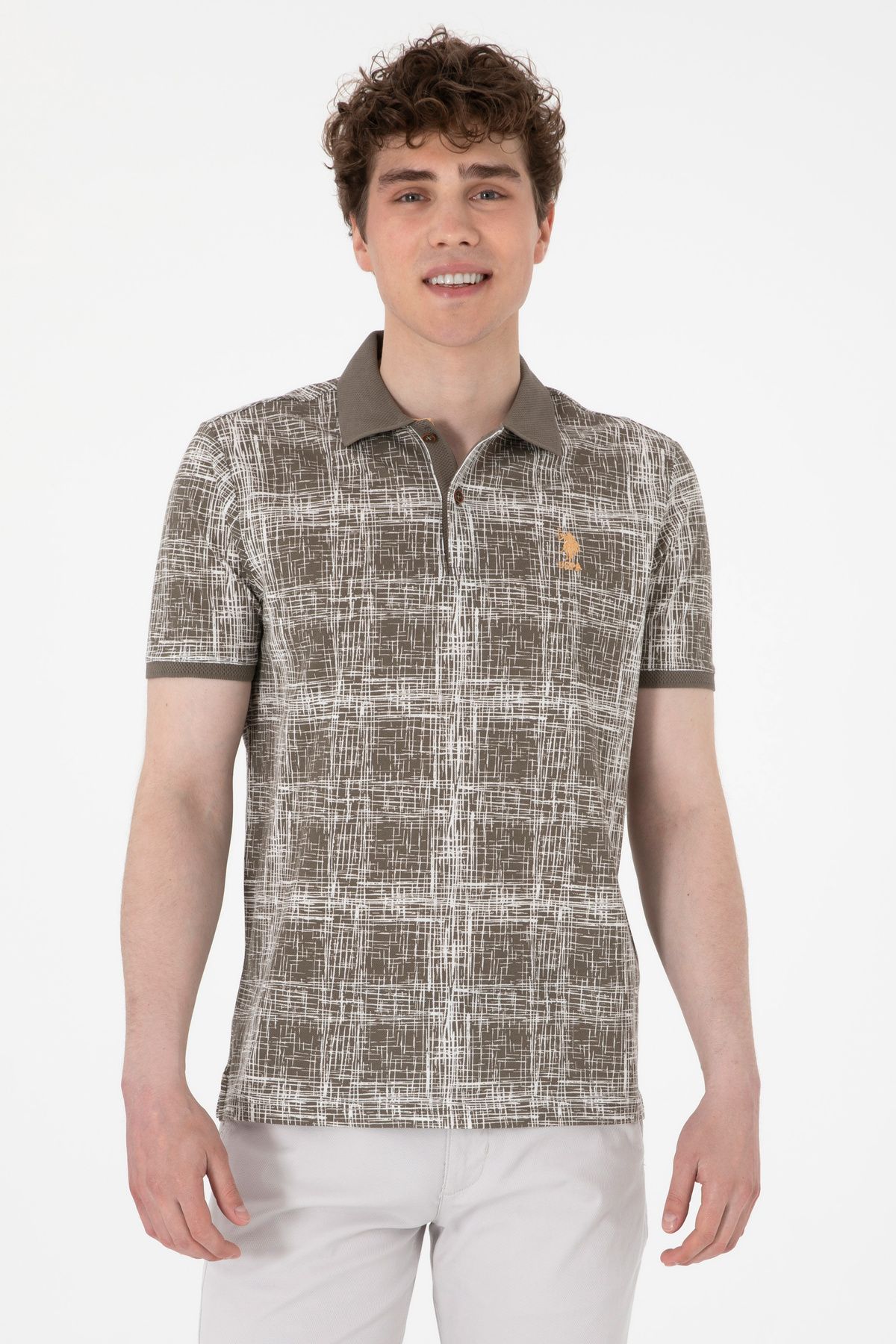 U.S. Polo Assn.-Men's Regular Fit Polo Neck Mink T-Shirt 50299641 -Vr052 1