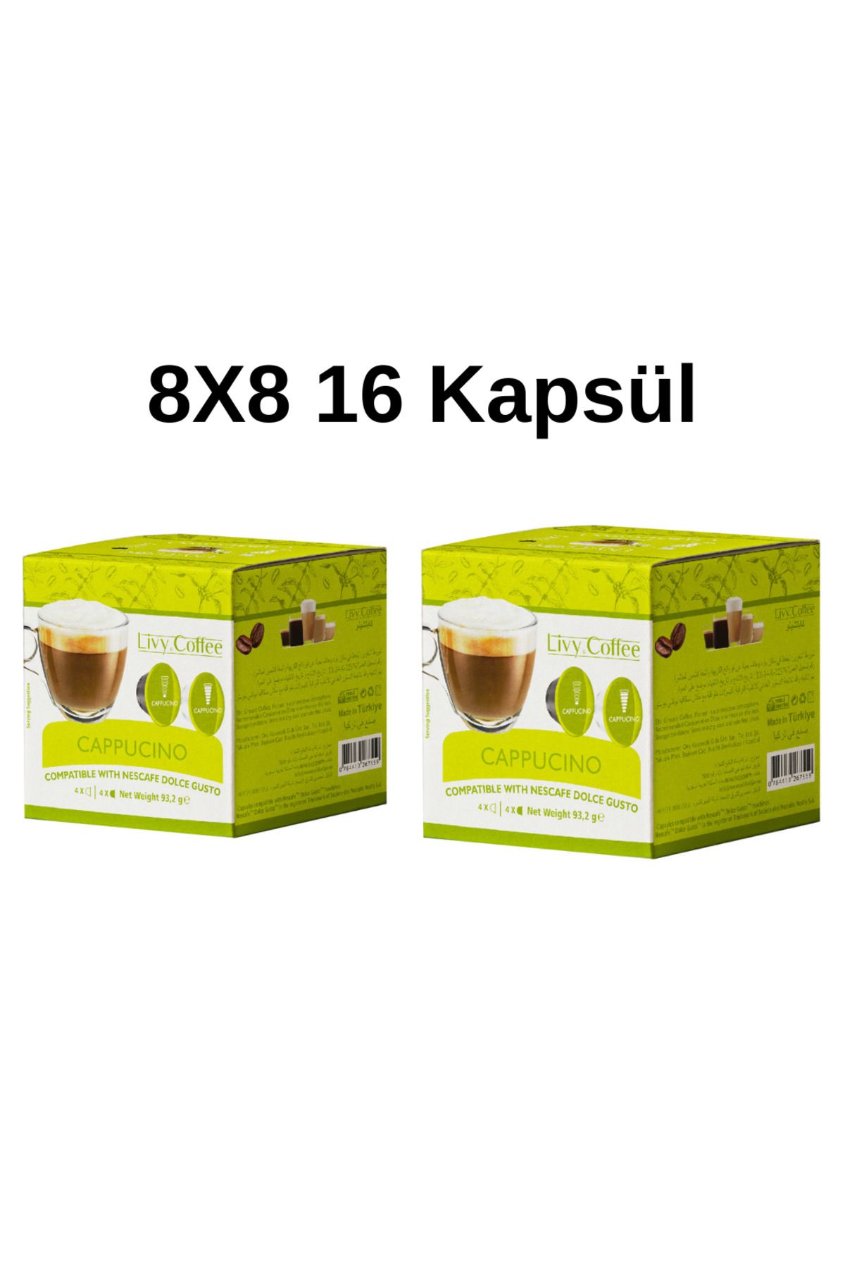 Livy Coffee Dolce Gusto Cappucino Coffee Capsule - 8X8 16 Capsule Compatible