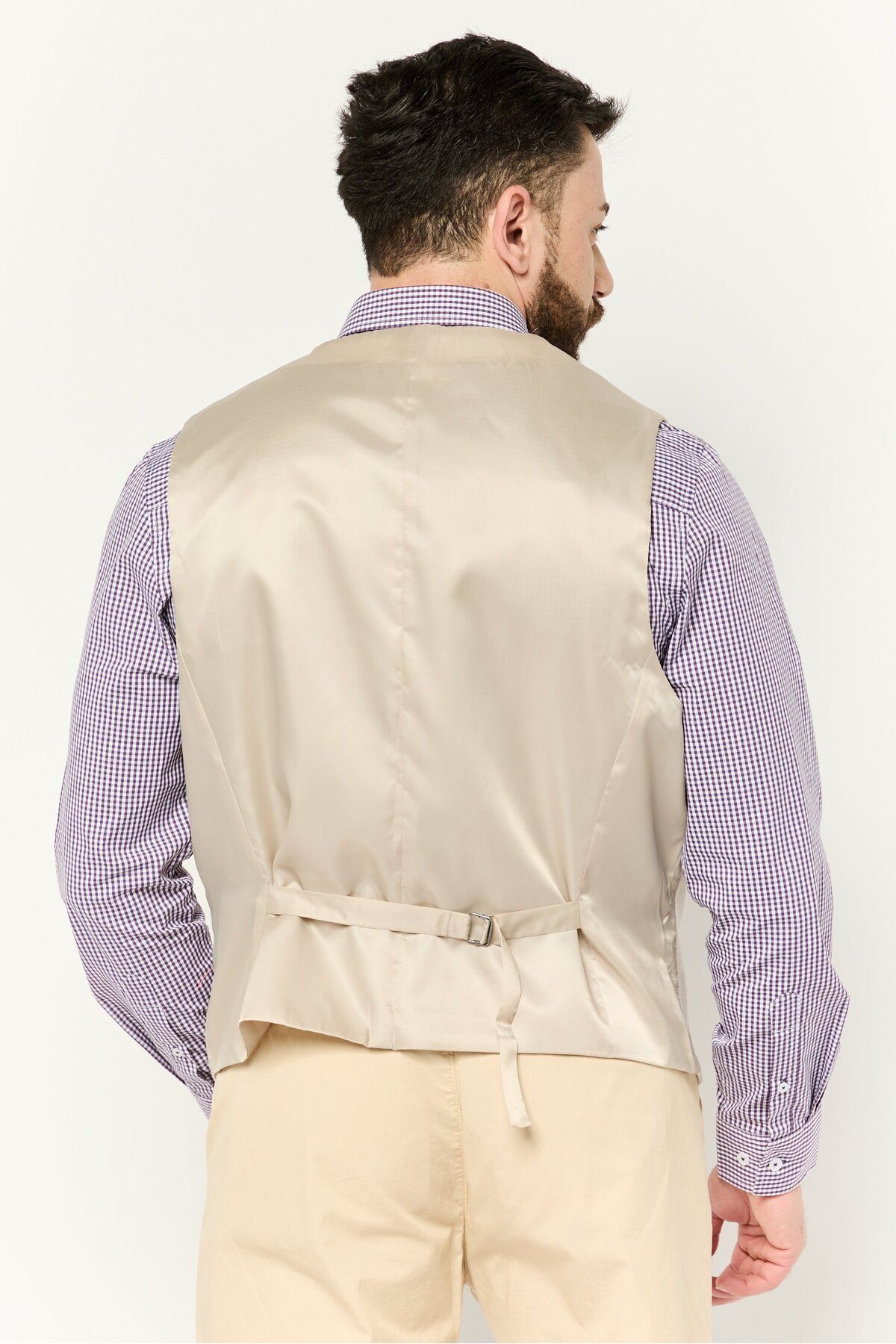 Asos Design-Men Textured Sleeveless Blazer Vest, Beige 2