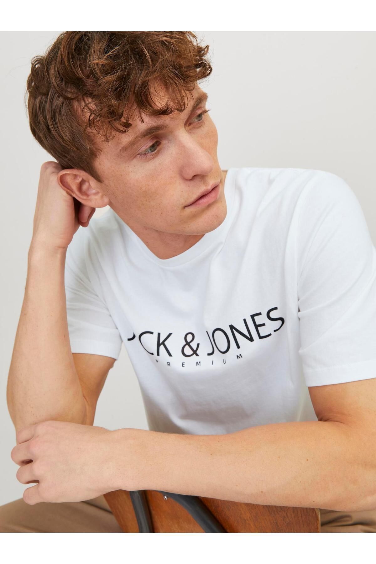 Jack & Jones-Jprblajack Ss Tee Crew Neck Fst Ln Men's White T-Shirt - 12256971 3