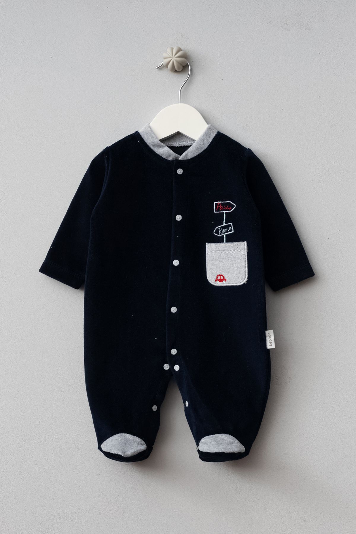 Bebitof-Paris Roman Direction Patterned Cotton Baby Velvet Jumpsuit 1