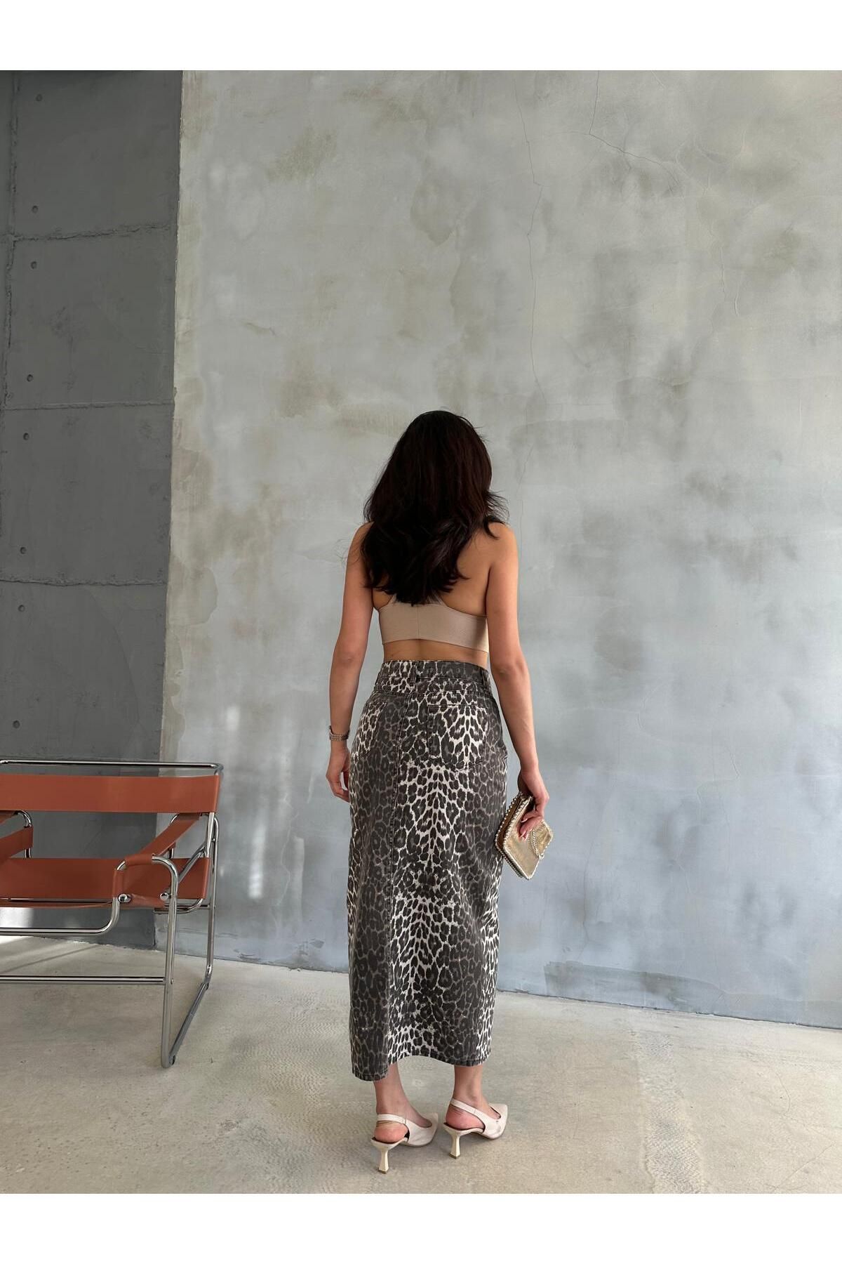 Zeo Basic-Leopard Patterned Maxi Skirt 6