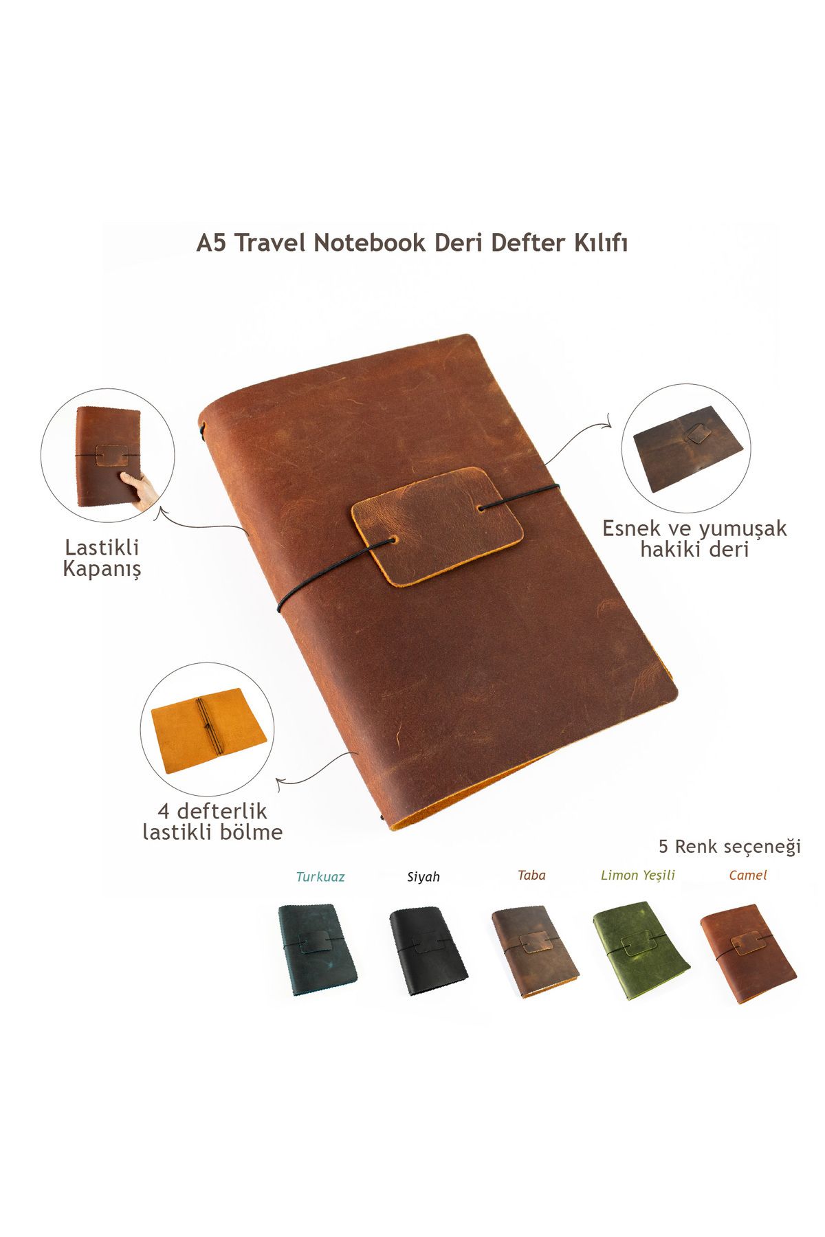 noft-A5 Travel Notebook Leather Notebook Case - Travel Notebook 16 X 23 cm 2