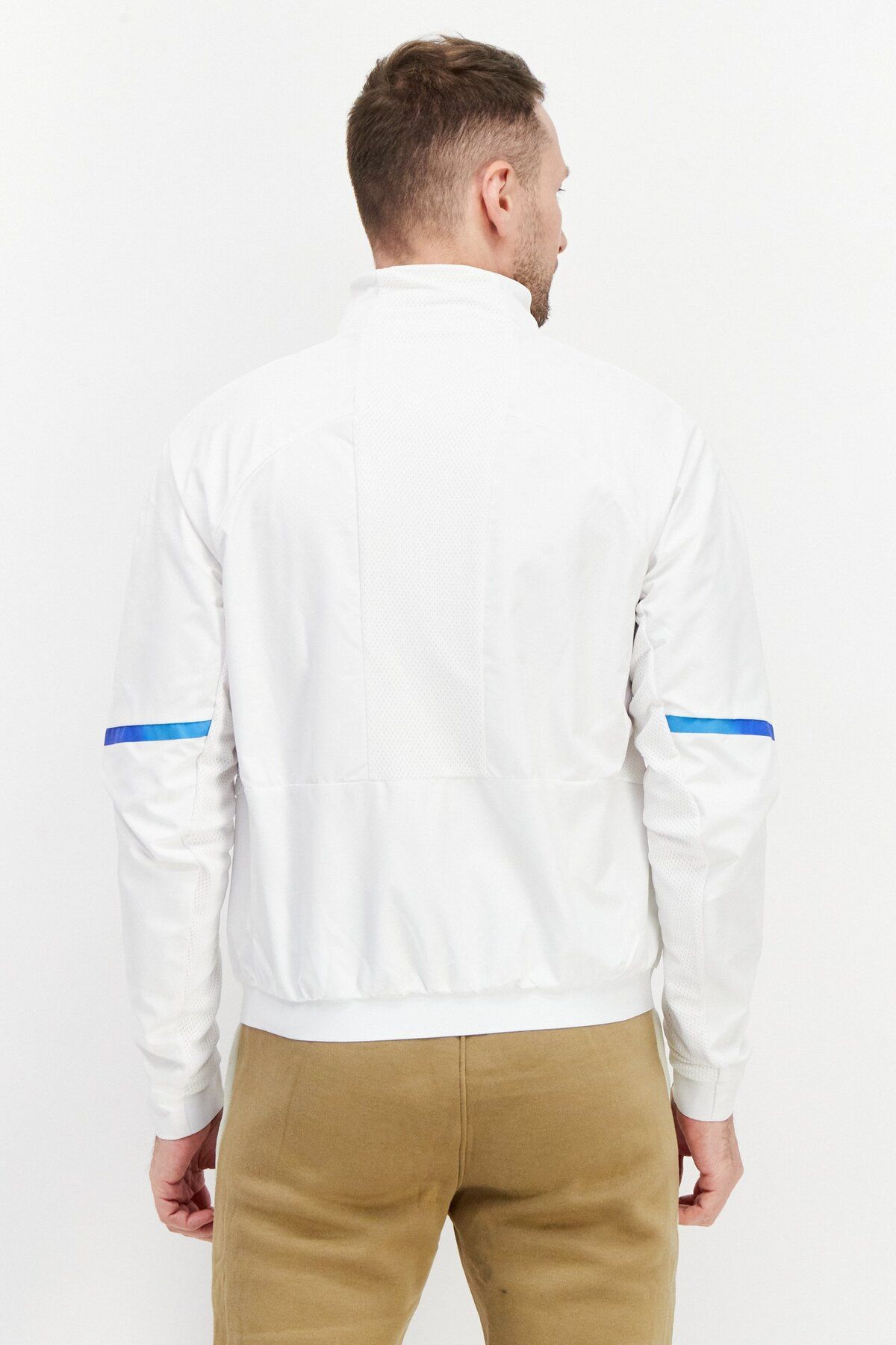 adidas-Men Sportswear Fit Brand Logo Running Jacket, White 3