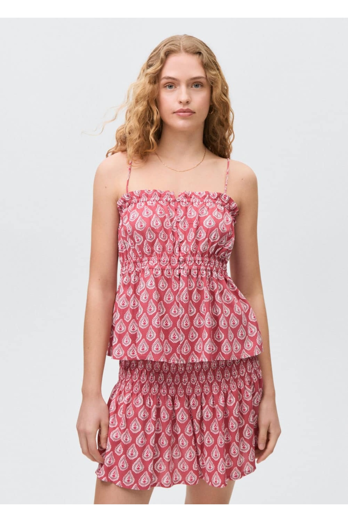 Desenli büzgülü etek