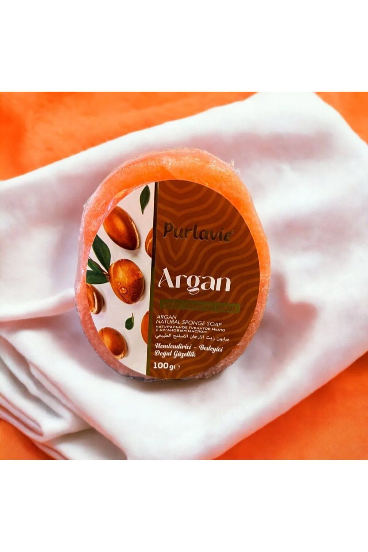 Purlavie Doğal (Nemlendirici) Argan Süngerli Sabun 100 gr.