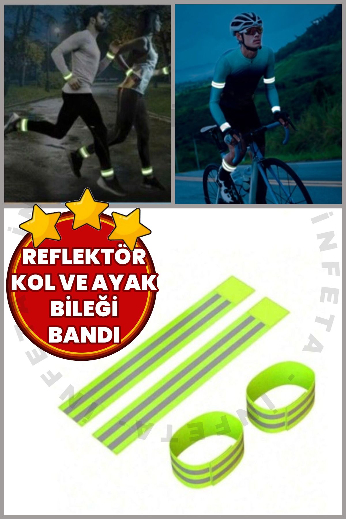 İnfeta Reflektör Bant Kol Ve Ayak Bilekleri Bandı - Fosforlu Bant