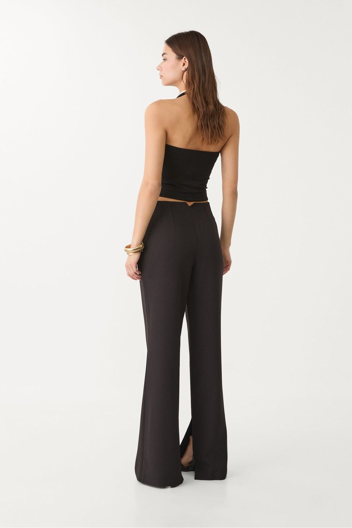 Stradivarius-Smart flared trousers with slit 4