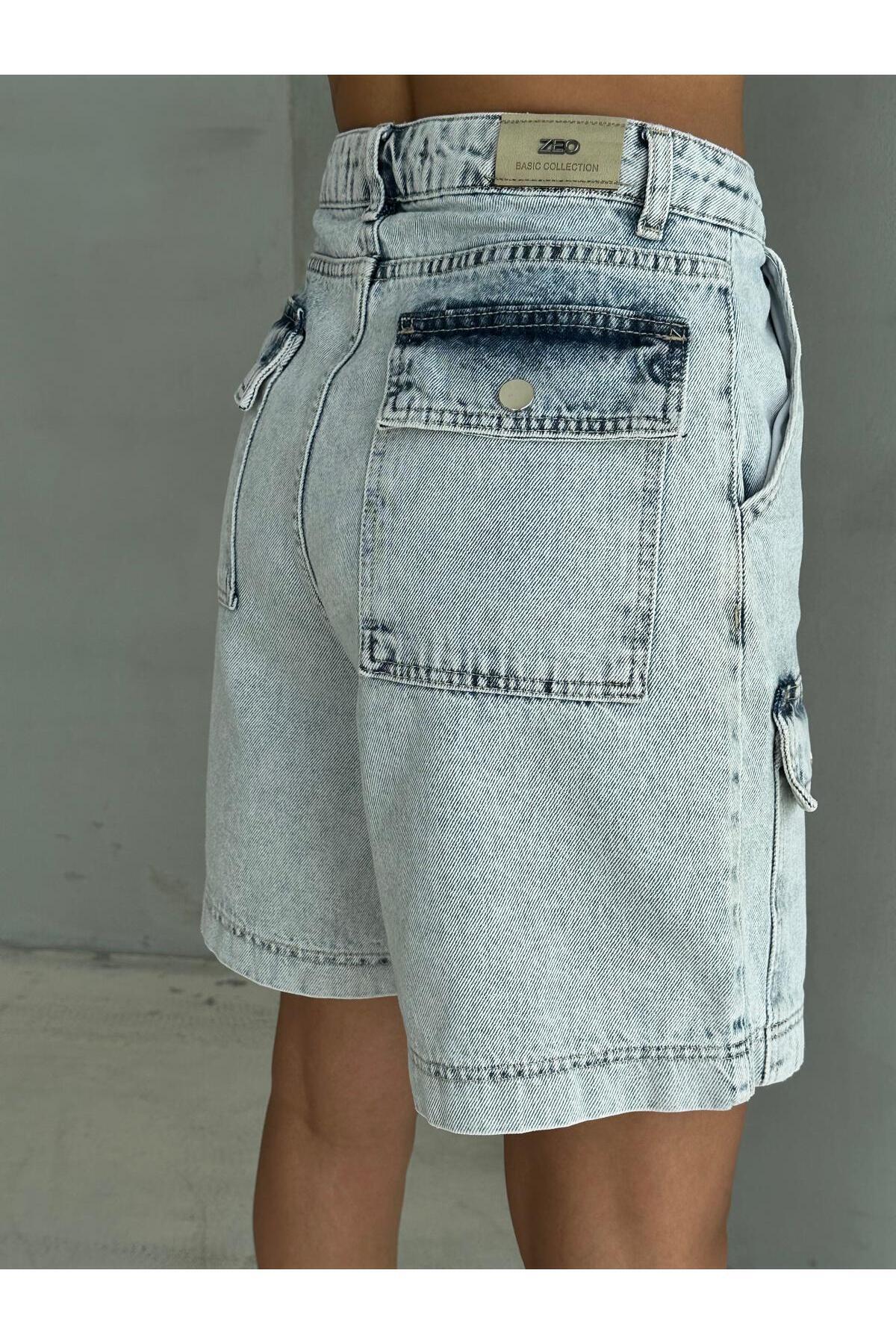 Zeo Basic-Ice Blue Bermuda Shorts with Cargo Pocket 7