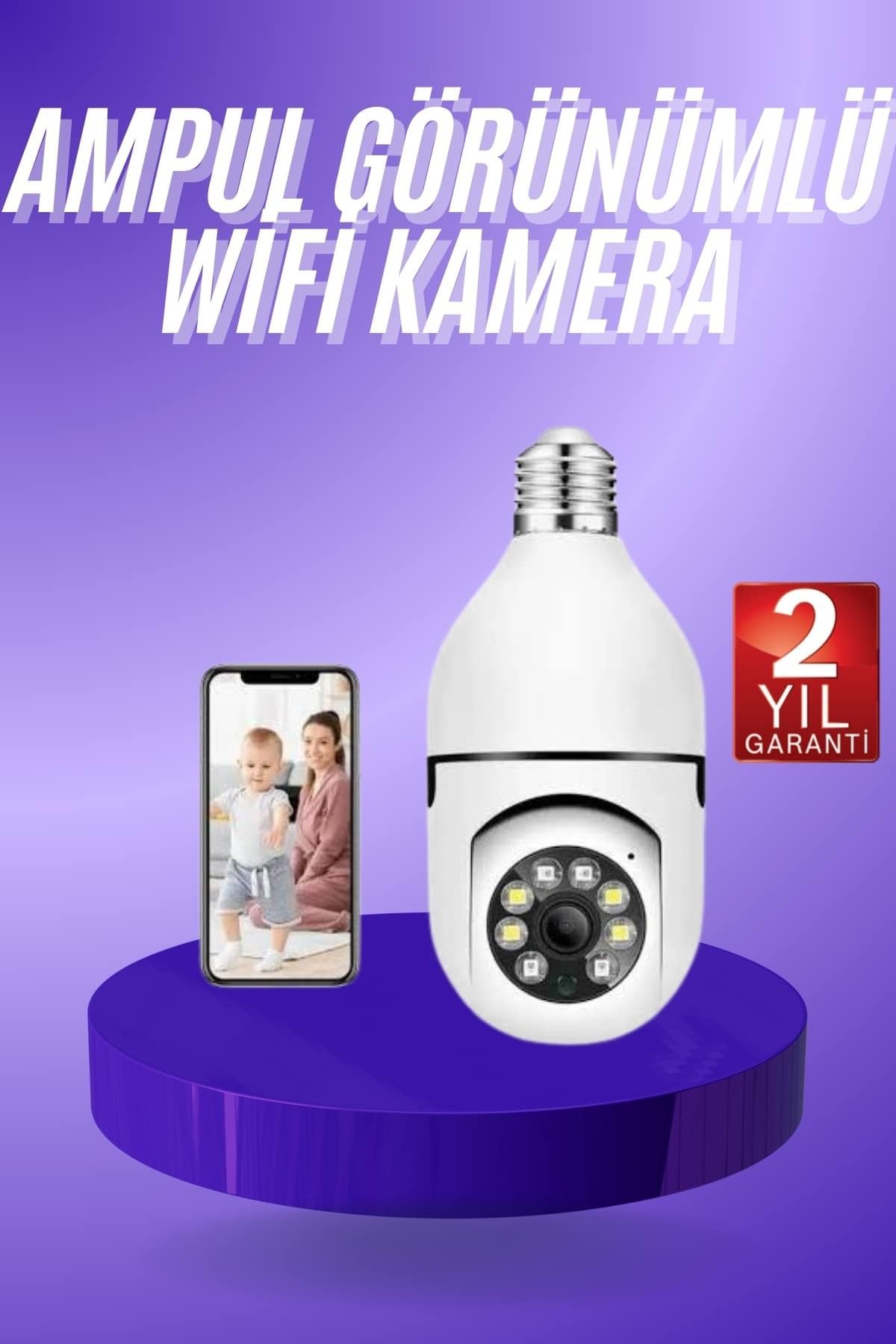 ASTRALTECH Güvenlik Kamerası Wi-Fi Özellikli 360 Derece Full Hd 1080p Ampül Kamera