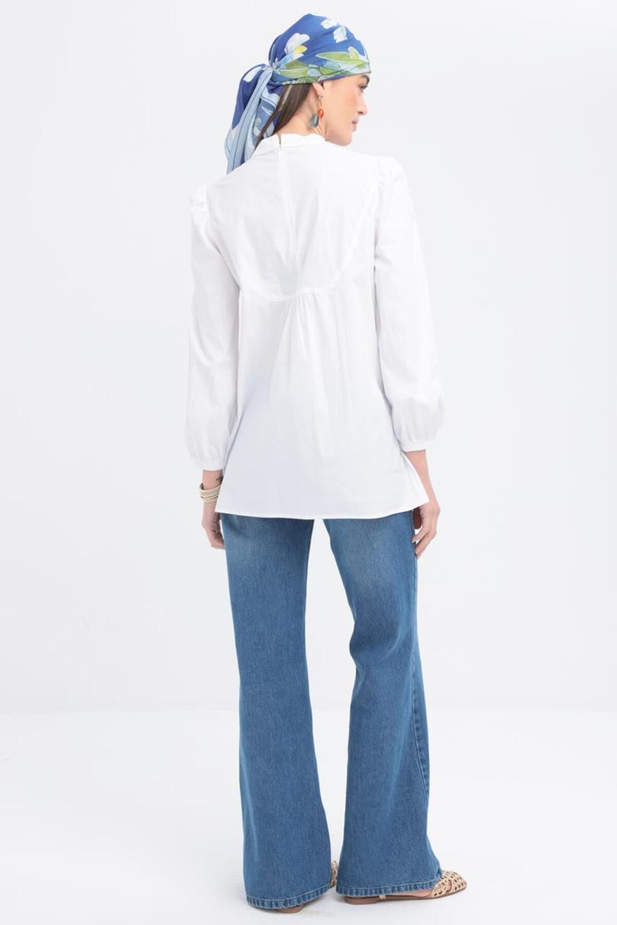 ALLDAY-Scallop Garnished Handle Elastic Poplin Tunic X50249A0 3