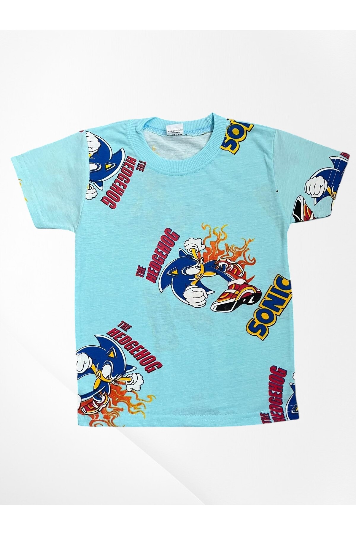Pijamakids Erkek Çocuk Pamuklu Mavi Renk Sonic Desenli Kısa Kol İnce Şortlu Yazlık Pijama Takımı fotoğrafı 4 (önizleme)