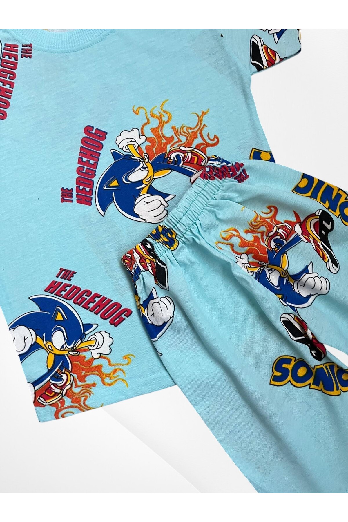 Pijamakids Erkek Çocuk Pamuklu Mavi Renk Sonic Desenli Kısa Kol İnce Şortlu Yazlık Pijama Takımı fotoğrafı 3 (önizleme)