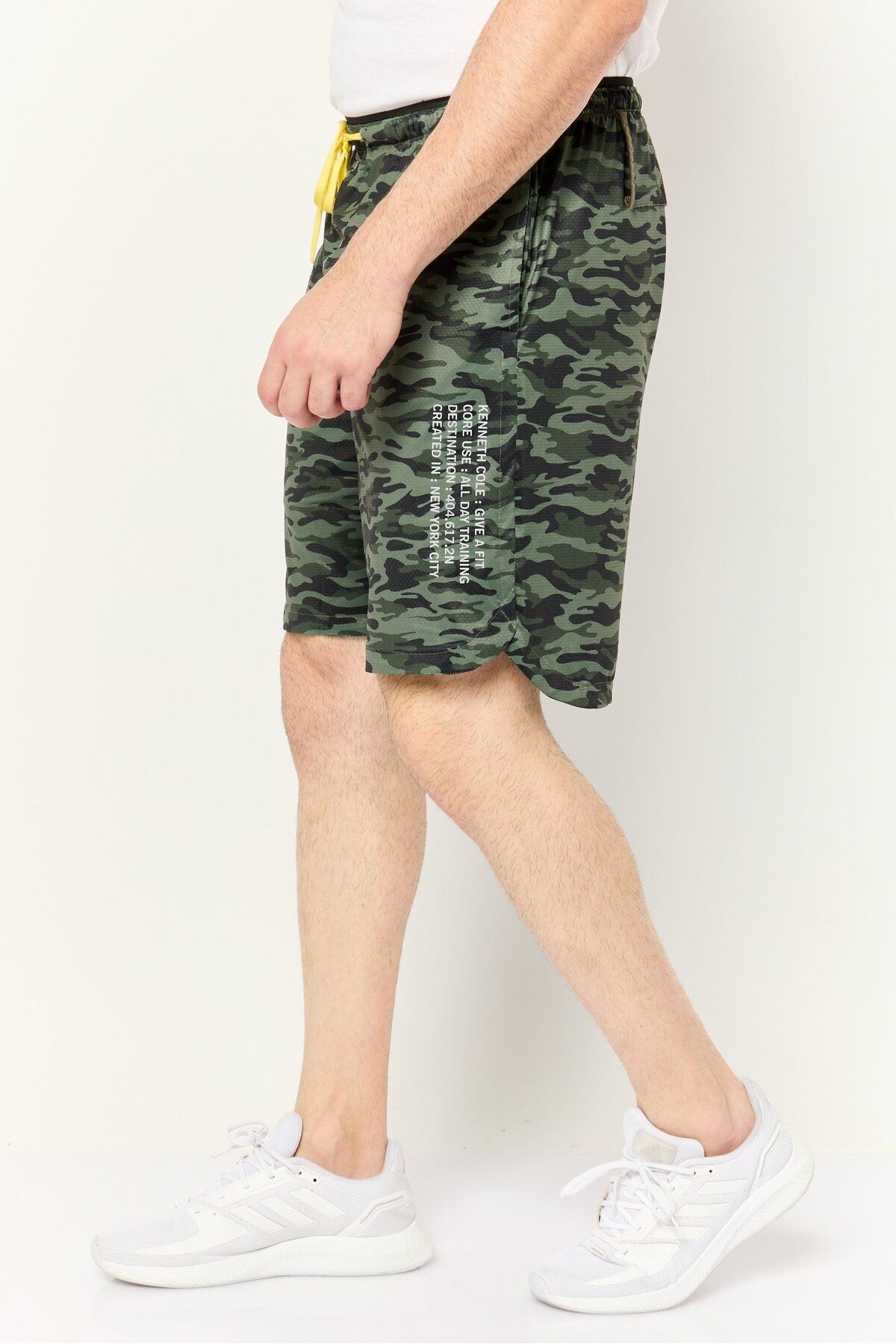 Kenneth Cole-Men Drawstring All Over Print Basic Shorts, Olive 3