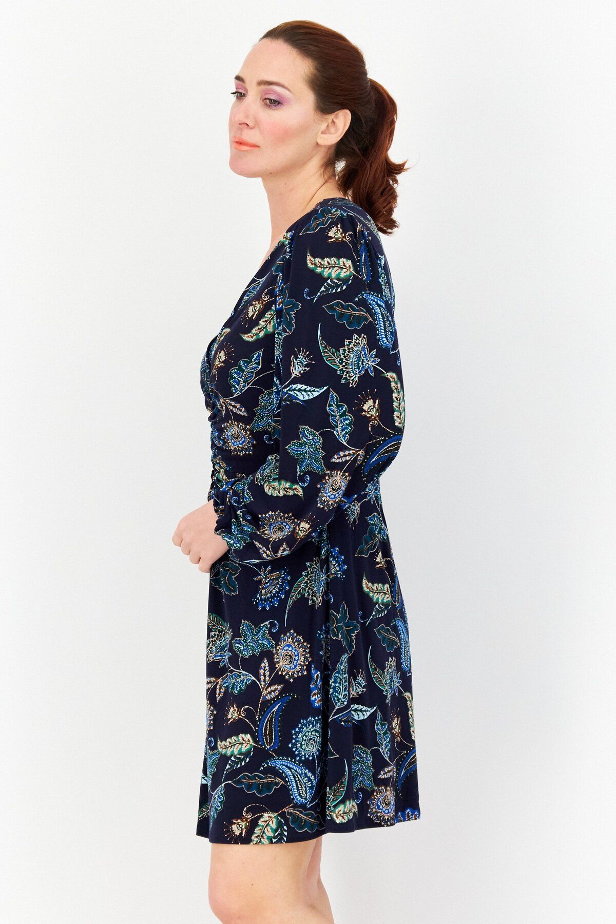 Vince Camuto-Women All Over Print Mini Casual Dress, Navy Combo 4