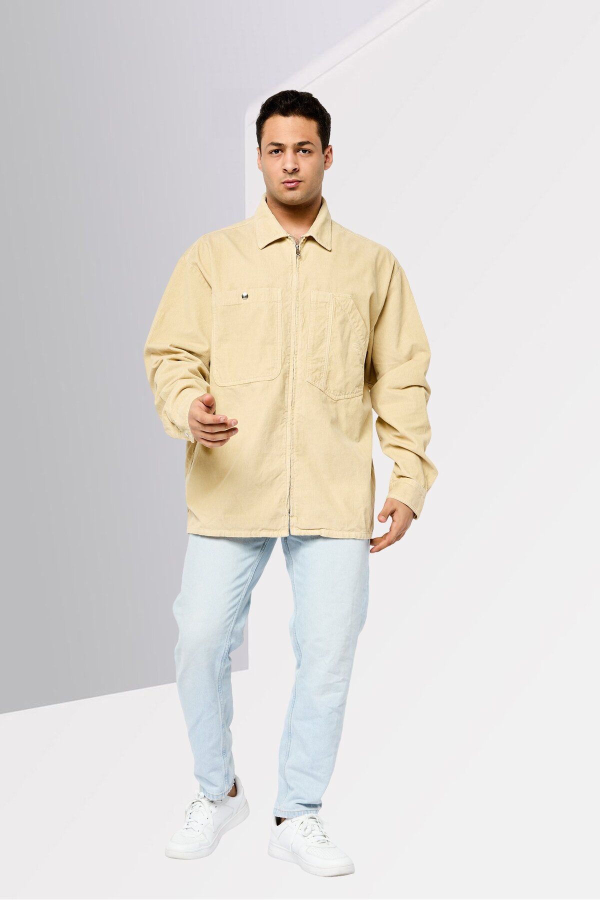 Diesel-Men Micro Corduroy Jacket Shirt, Khaki 2