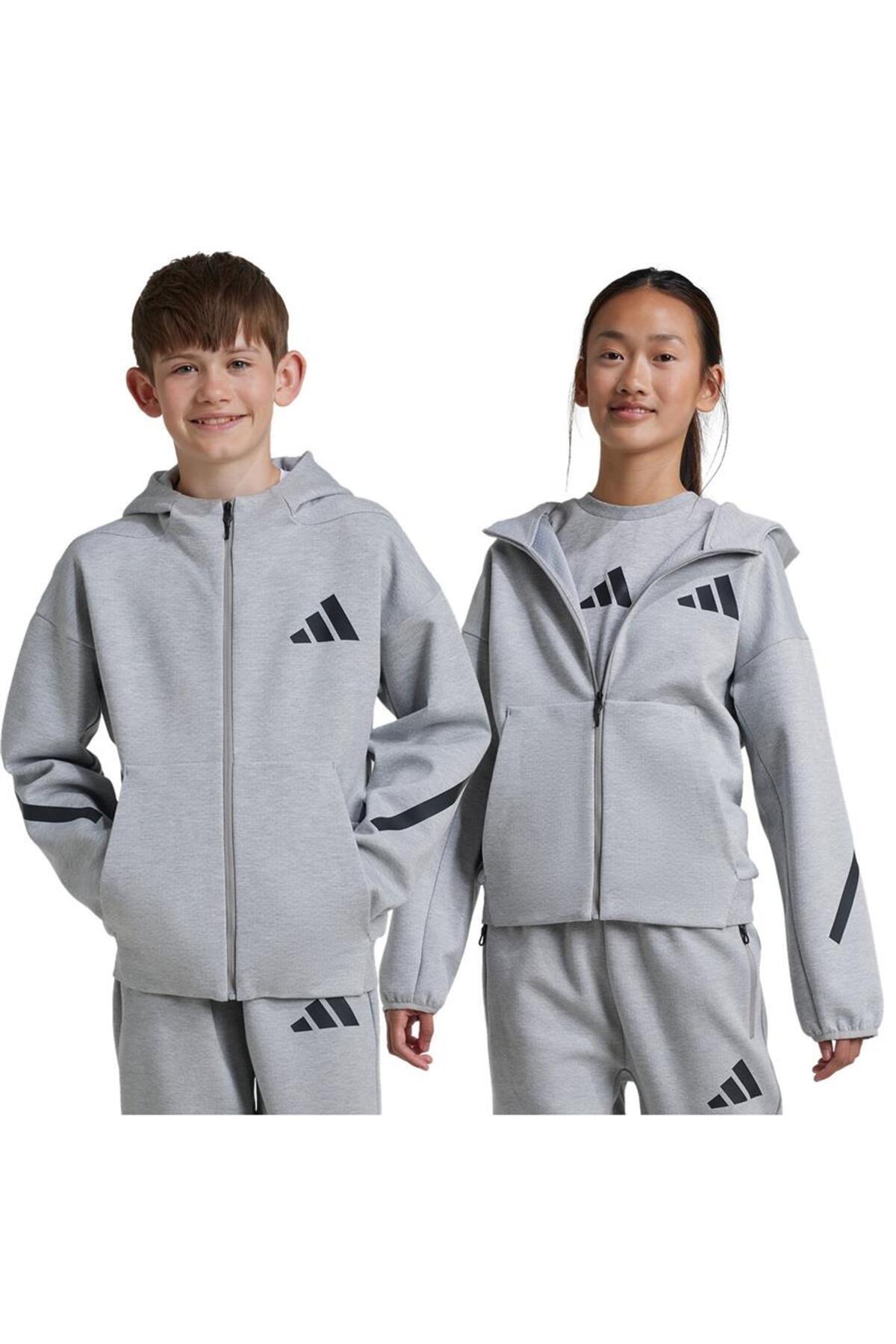 adidas Unisex Çocuk Gri Ceket J Z.N.E.FZ JI7548 fotoğrafı 4 (önizleme)