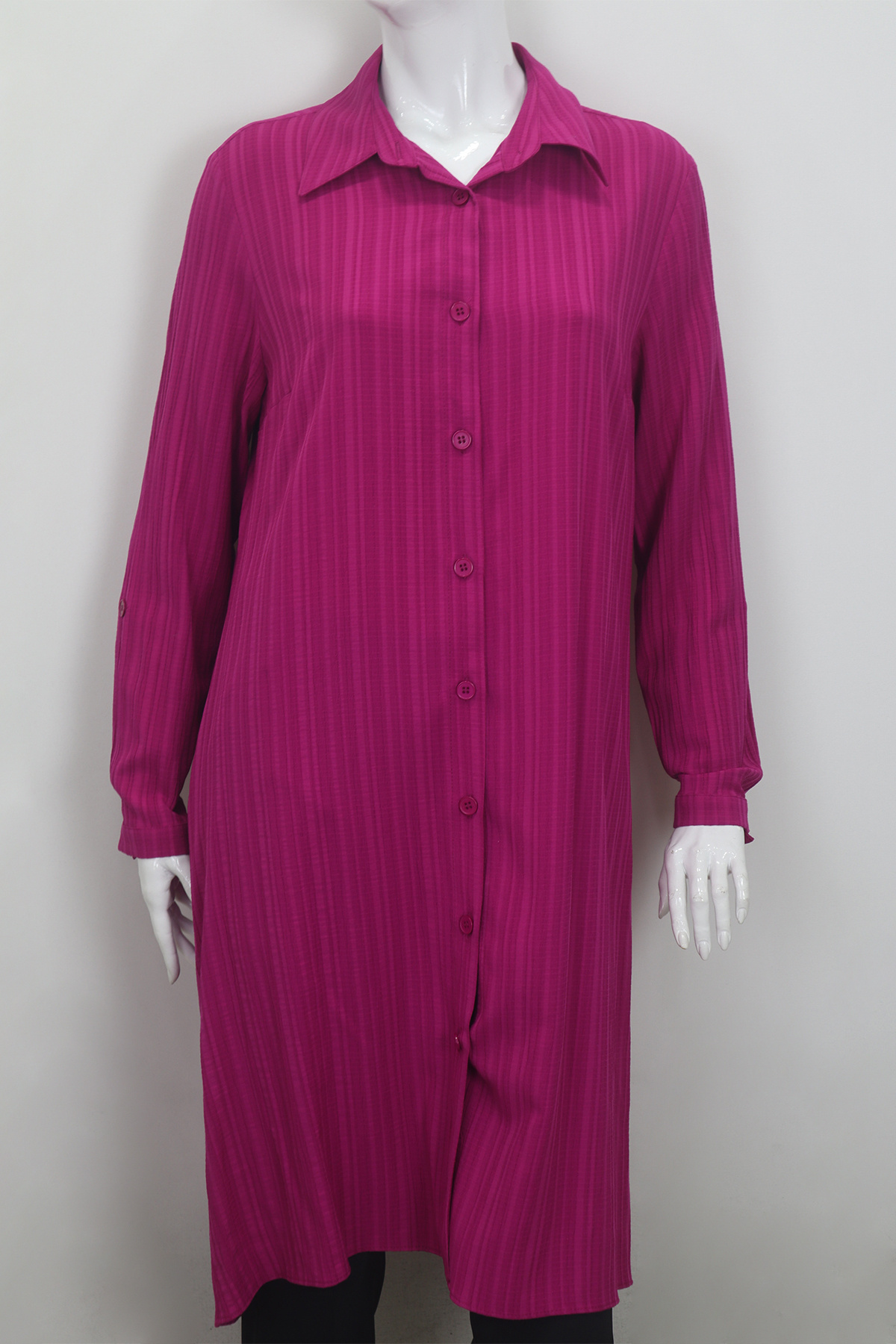 KLAPA-Fistan Store Women's Fuchsia Patterned Sports Cut Comfortable Fit Summer Oversize Tunic 1