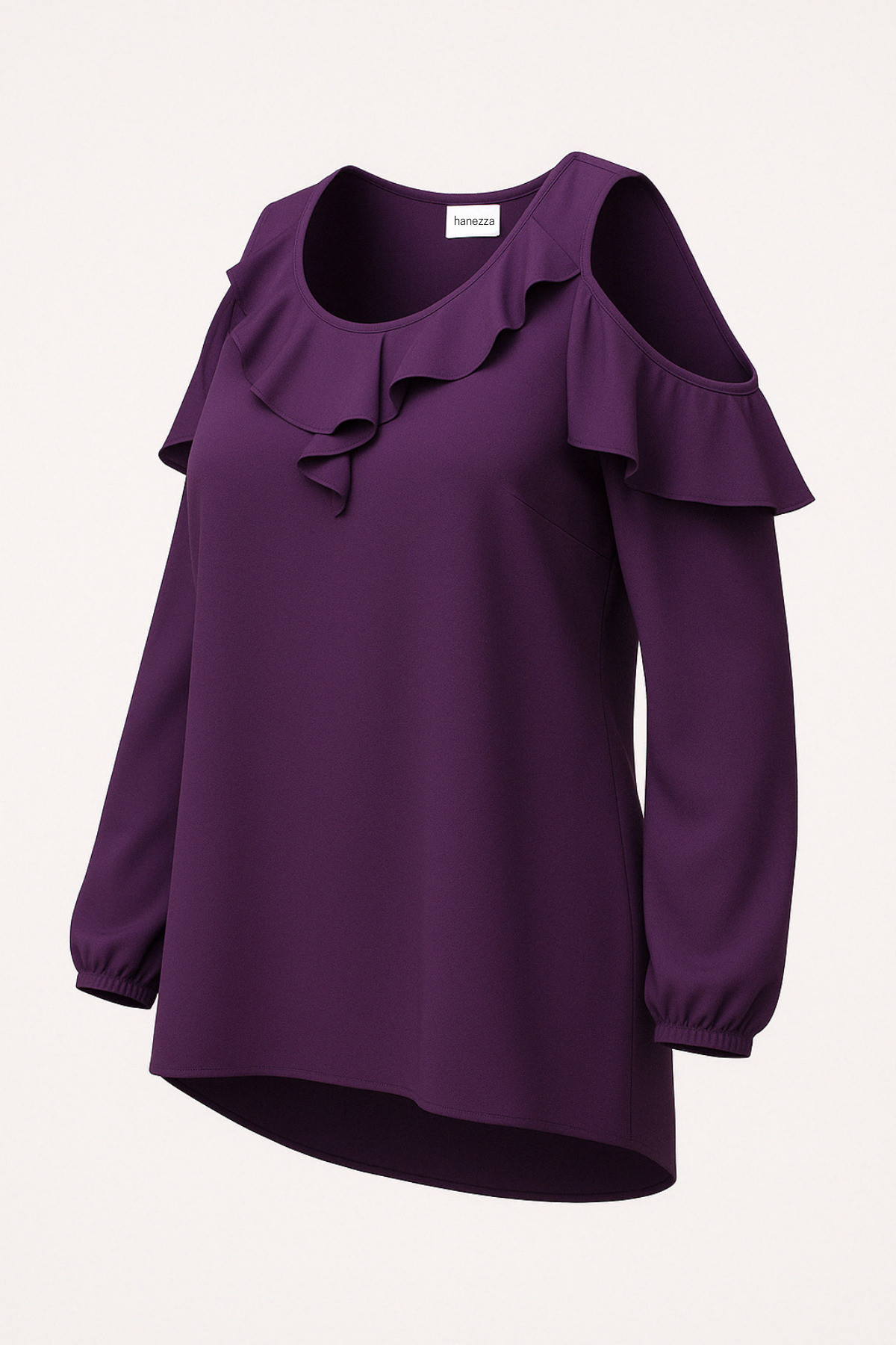 Hanezza-Plus Size Off-Shoulder and Ruffle Detailed Evening Blouse 1