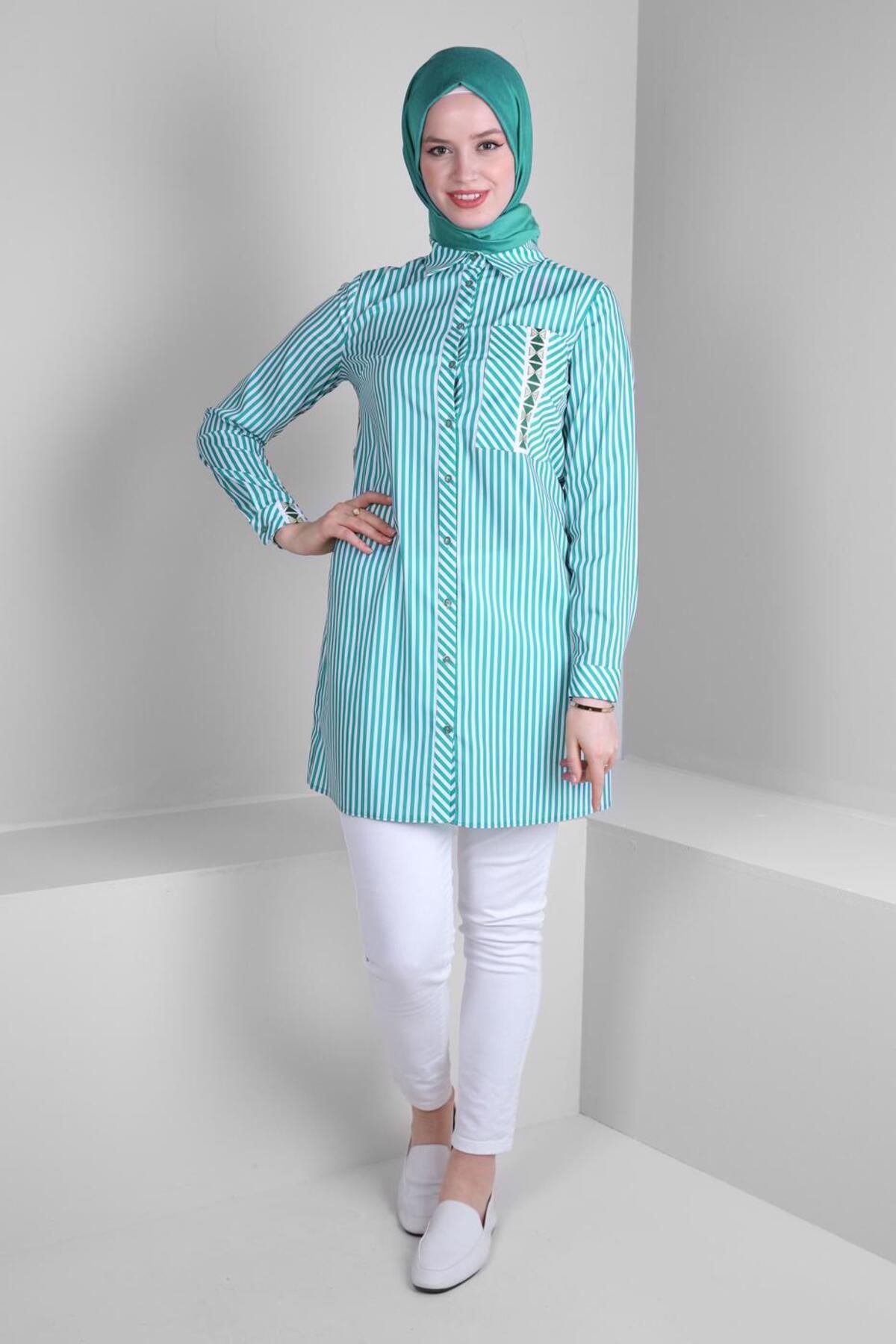 تونیک پیراهن جیبی راه راه 43674 Alvina