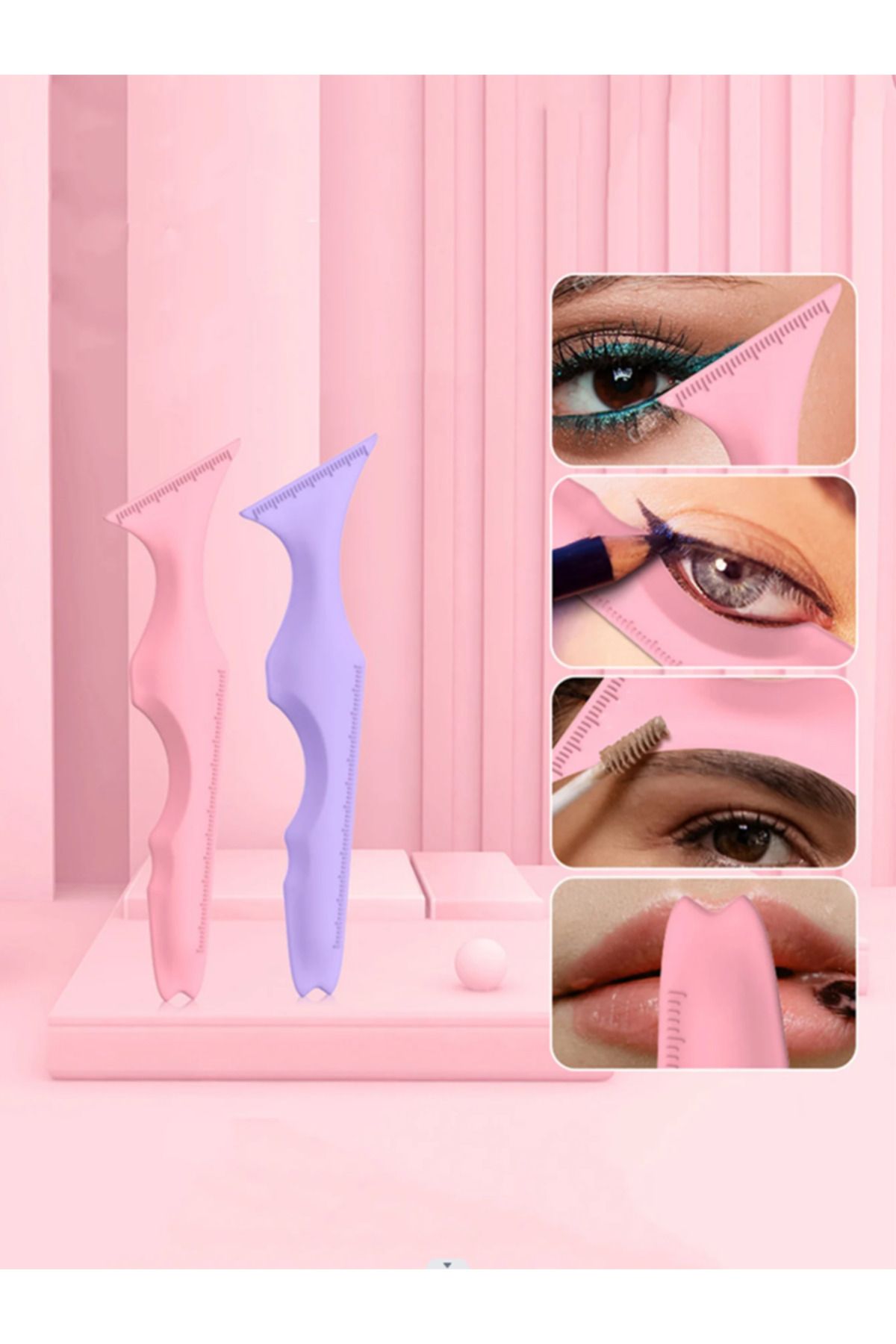 Choice-2pcs 1PS Make-up Tools For Eyeliner Eyelashes, Lipstick Silicone Beauty Ruler Make-up Aids 1
