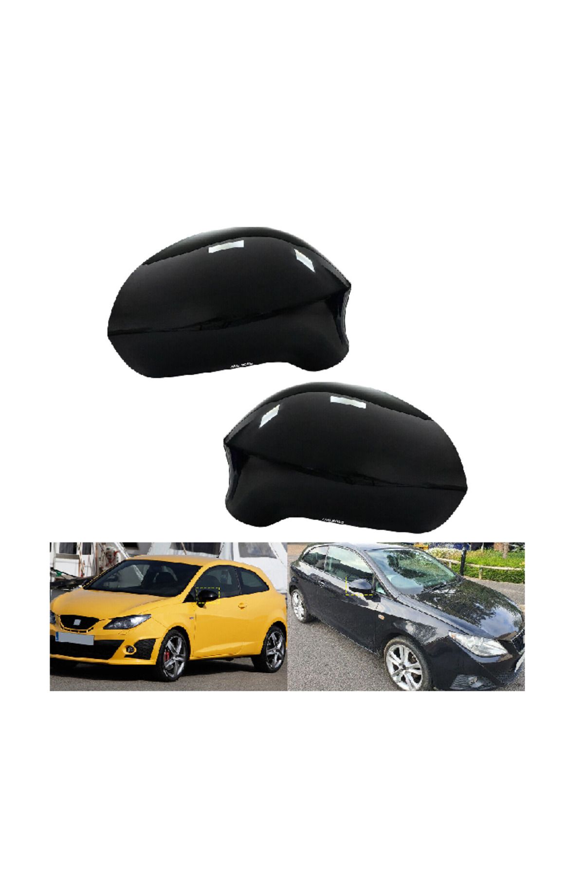 Choice-For Seat Ibiza 6J MK4 08-17 Gloss Black Door Wing Mirror Cover Caps Left + Right 7