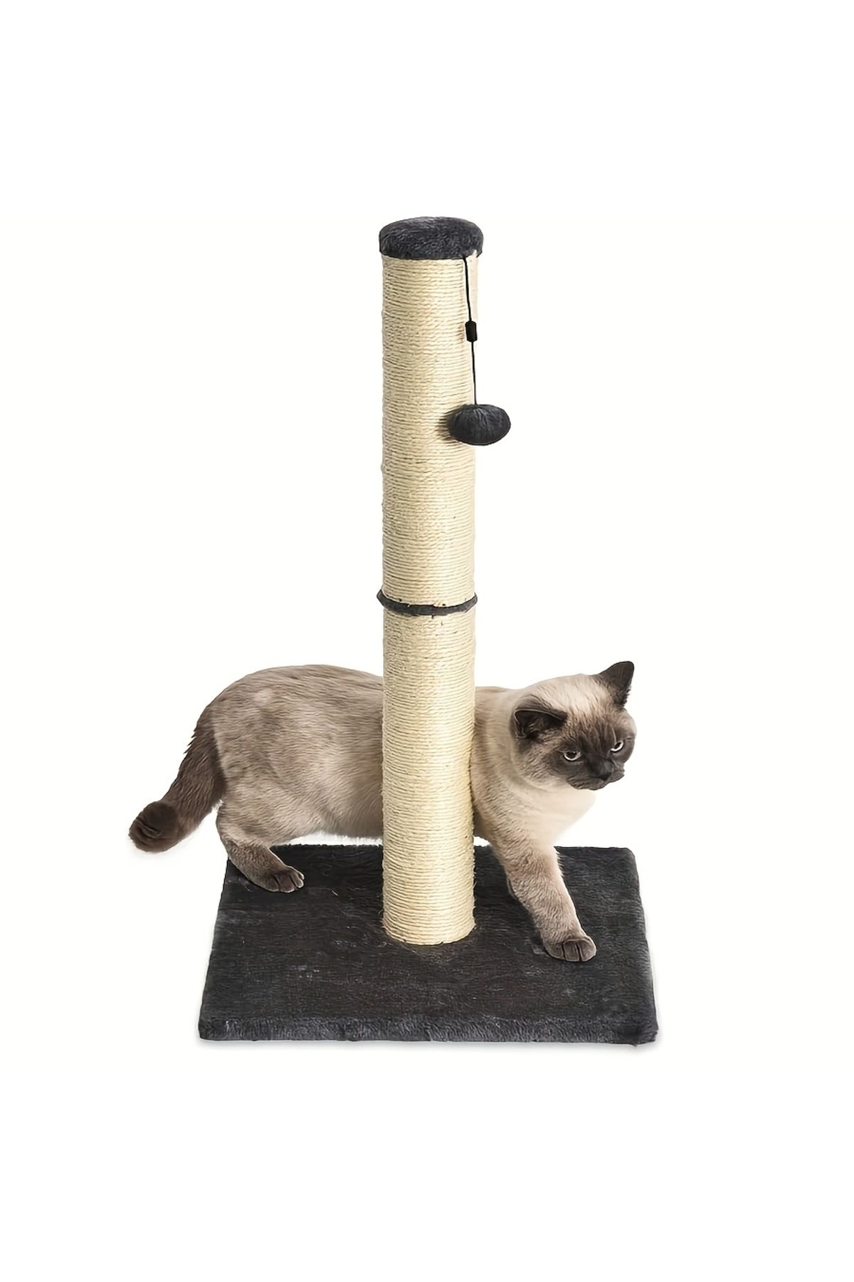 Choice-Black Two Section Vertical Sisal Material Safe Cat Climbing Frame Tree Modern Stable Design Cat Scra 1