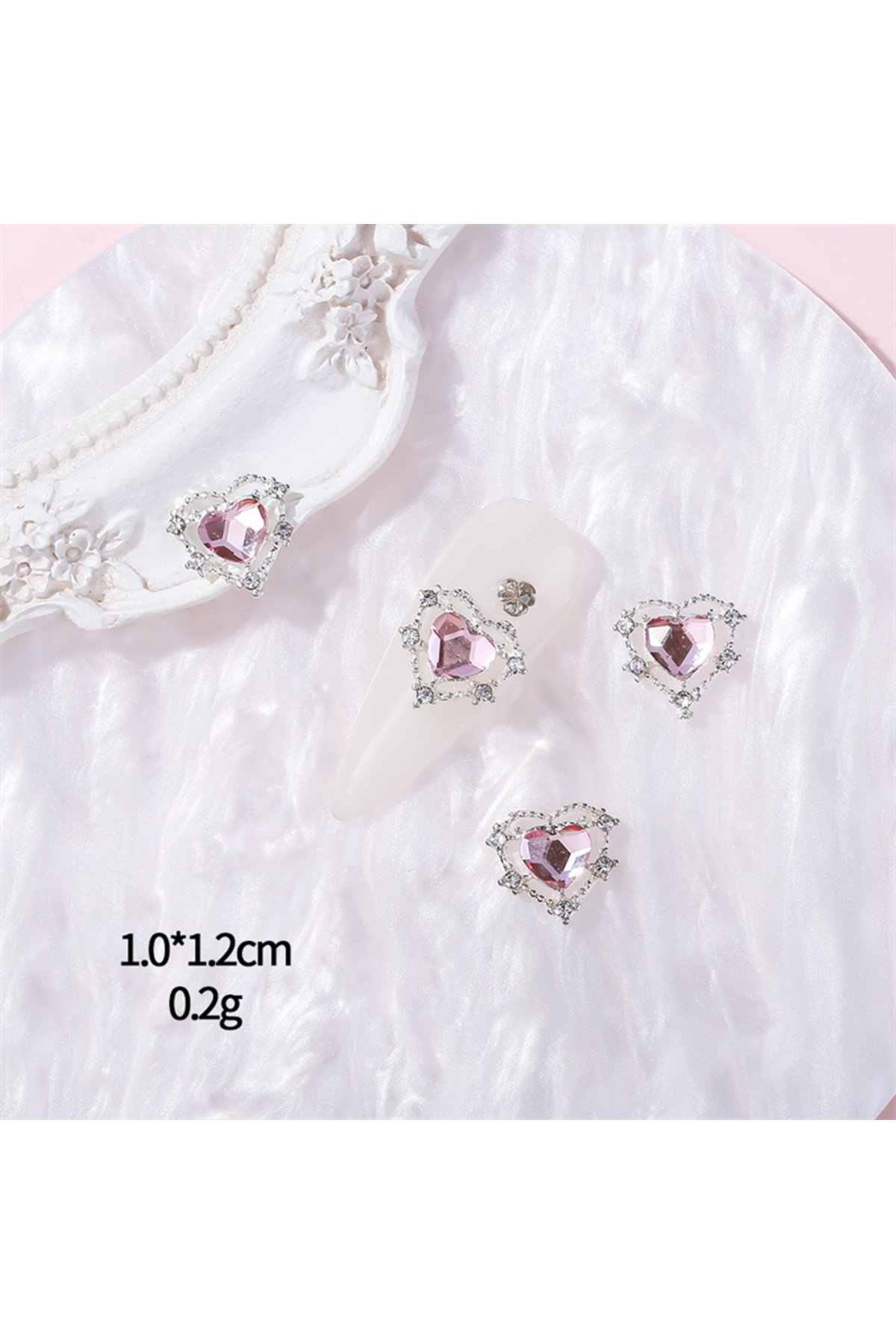 Choice-10pcs 10pcs Flash Pink Nail Accessories Love Butterfly Star Cross Nail Art Charms Luxury Crystal Met 1