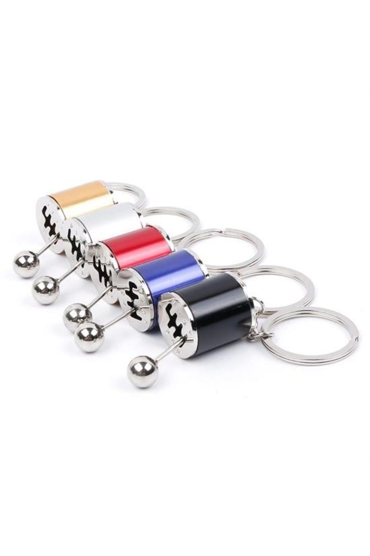 Shop58 Hareketli Araba Vites Anahtarlık Altı Hız Manuel Vites Dişli Shifter Topuzu Metal Anahtarlık (4172)