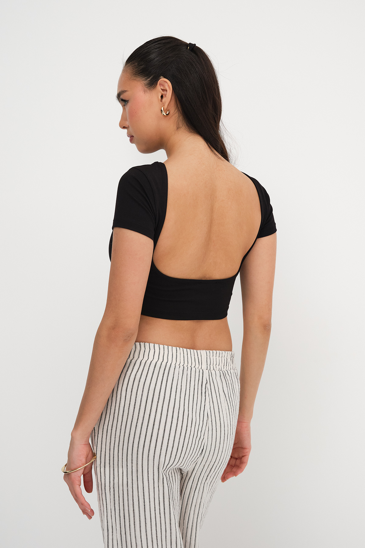 Addax-Μπλουζάκι Crop με χαμηλή πλάτη P1743-E7 6