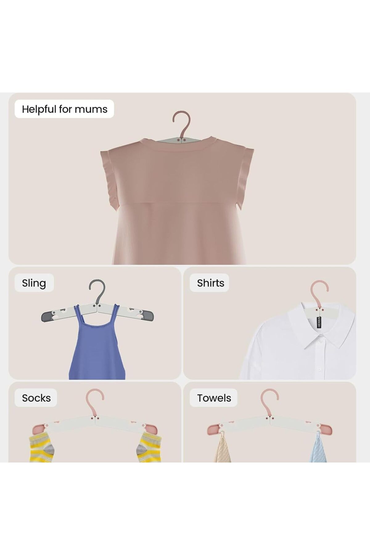COOYA-3 Pack Foldable Hangers,Durable,High Load-Bearing Capacity,Non-Slip,for Tops,Pants,Skirts,Coats 5