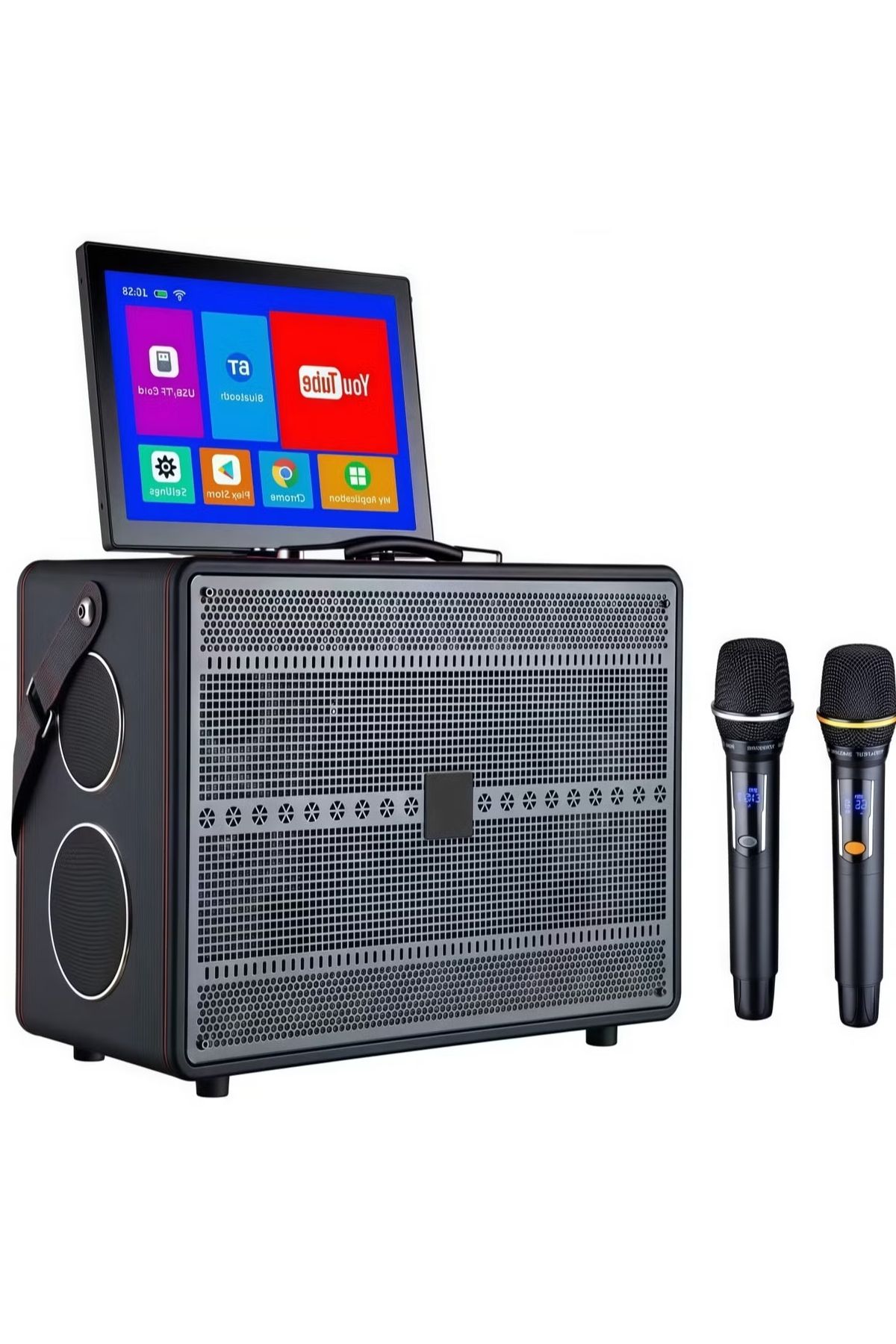 FlashHawk-Smart Karaoke Machine-with Lyrics Display and 2 Wireless Microphone, 600W Peak Power, 9000mAh Power 1