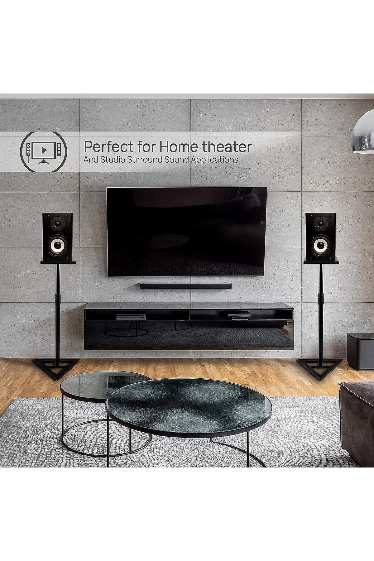 FlashHawk-Speaker Stand 2 Pack-Telescoping Height Adjustable from 68cm-116cm, with 22cm Square Platform, Black 4