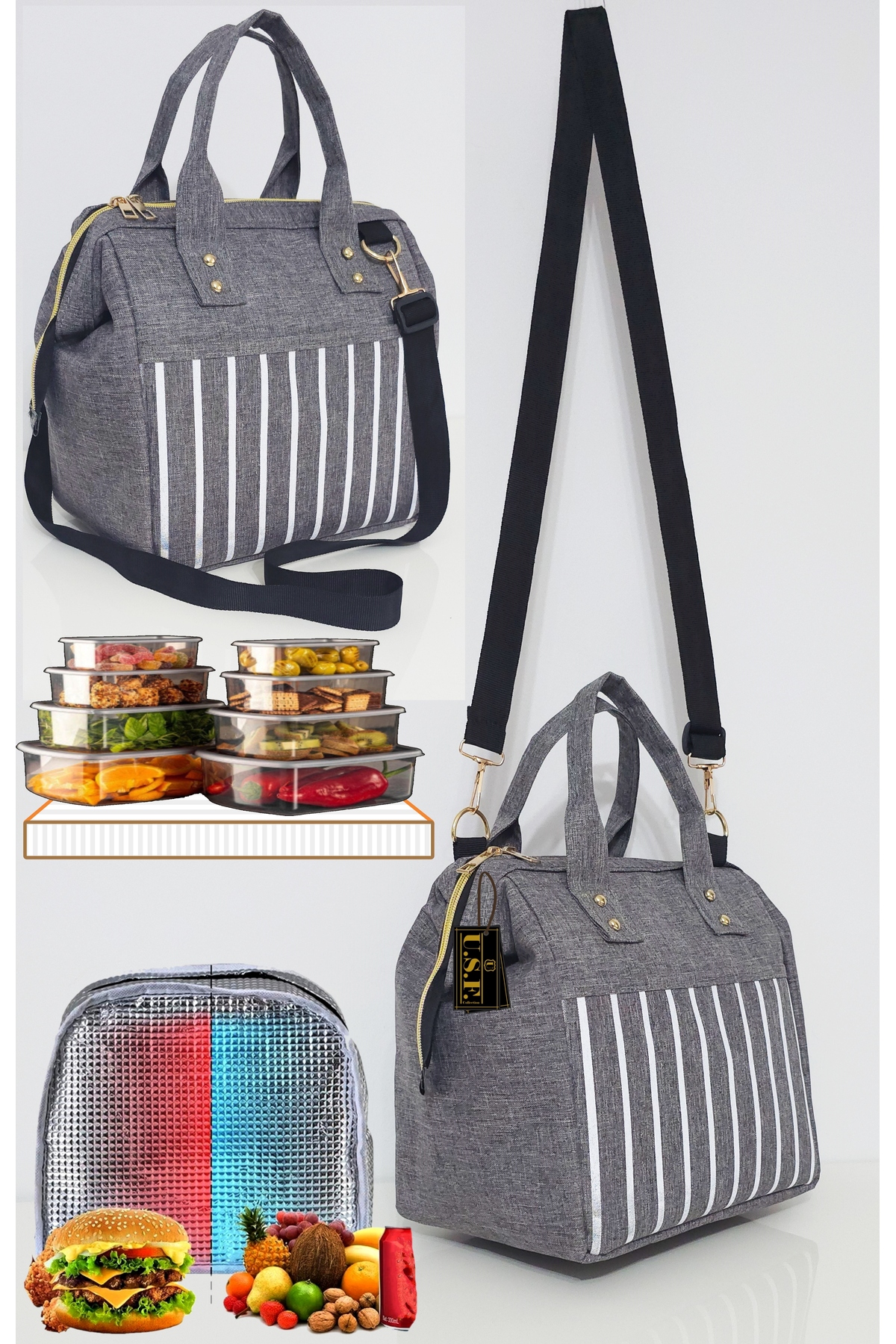 USF Çift Yönlü Bebek Taşıma Kangurusu Beslenme Yemek Mama Termal Çantası 2 Li Set fotoğrafı 5 (önizleme)