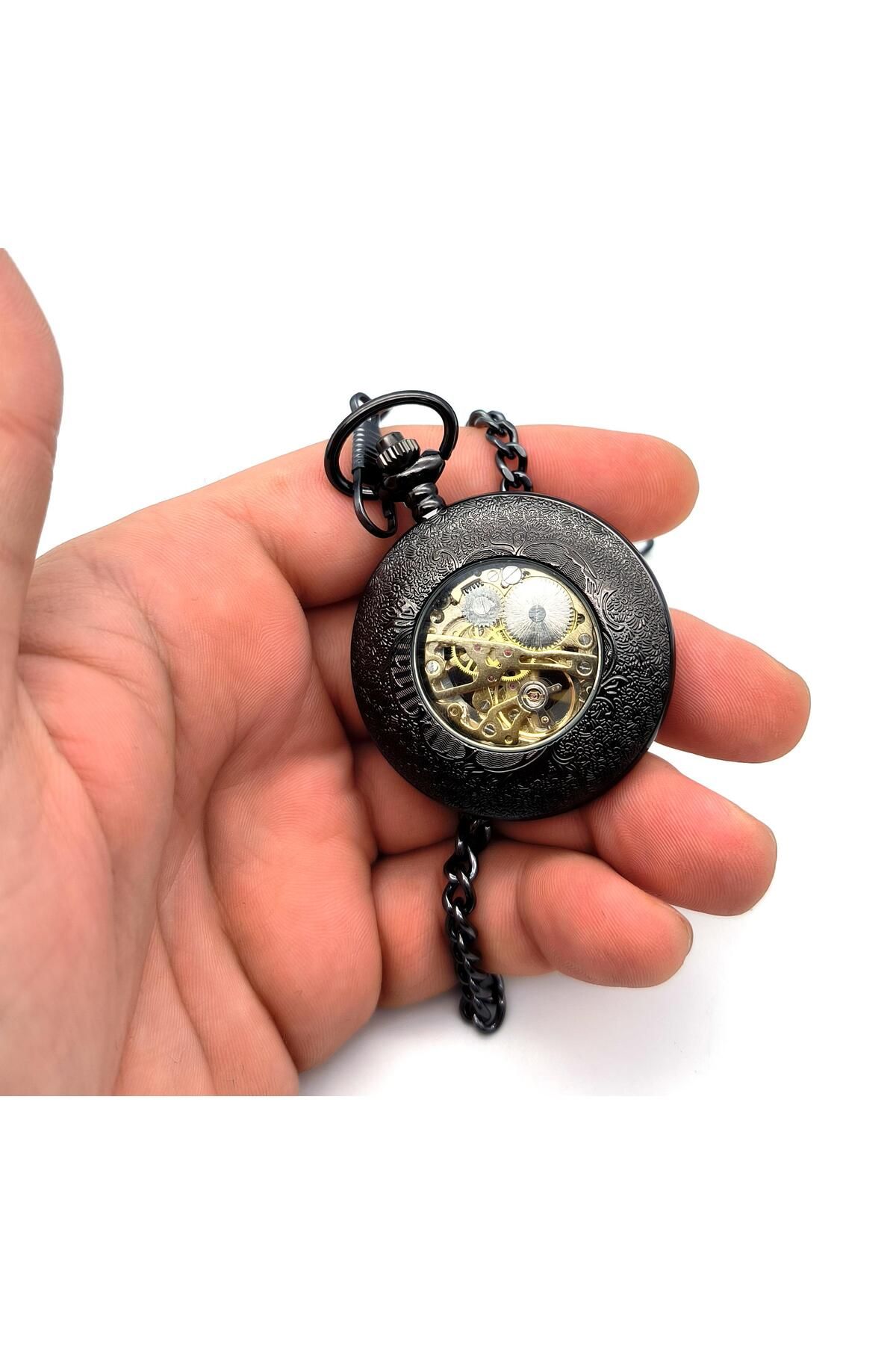 valkyrie-Wind-Up Mechanical Skeleton Chain Pocket Watch 8