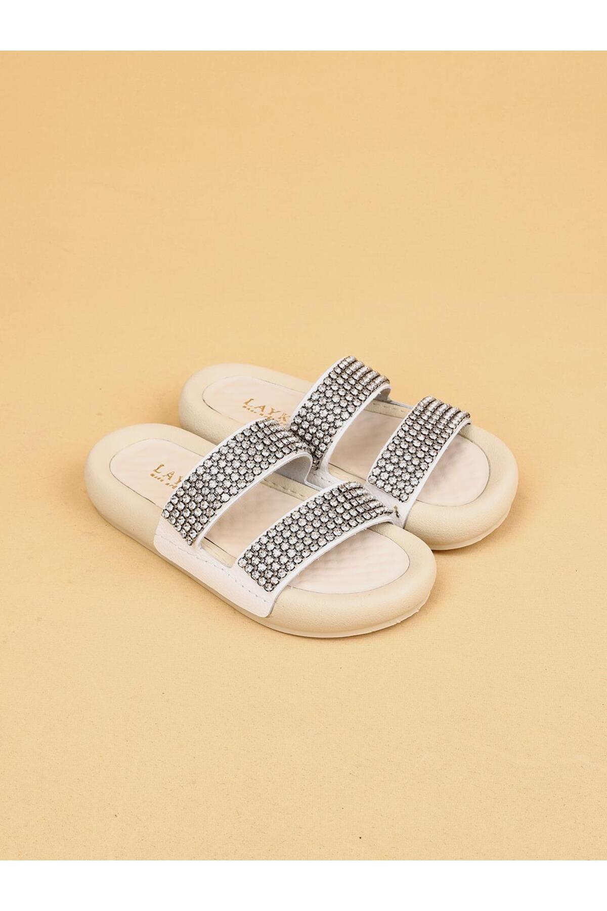 layki-Arya White Colored Genuine Leather Thick Sole Luxury Slippers 4