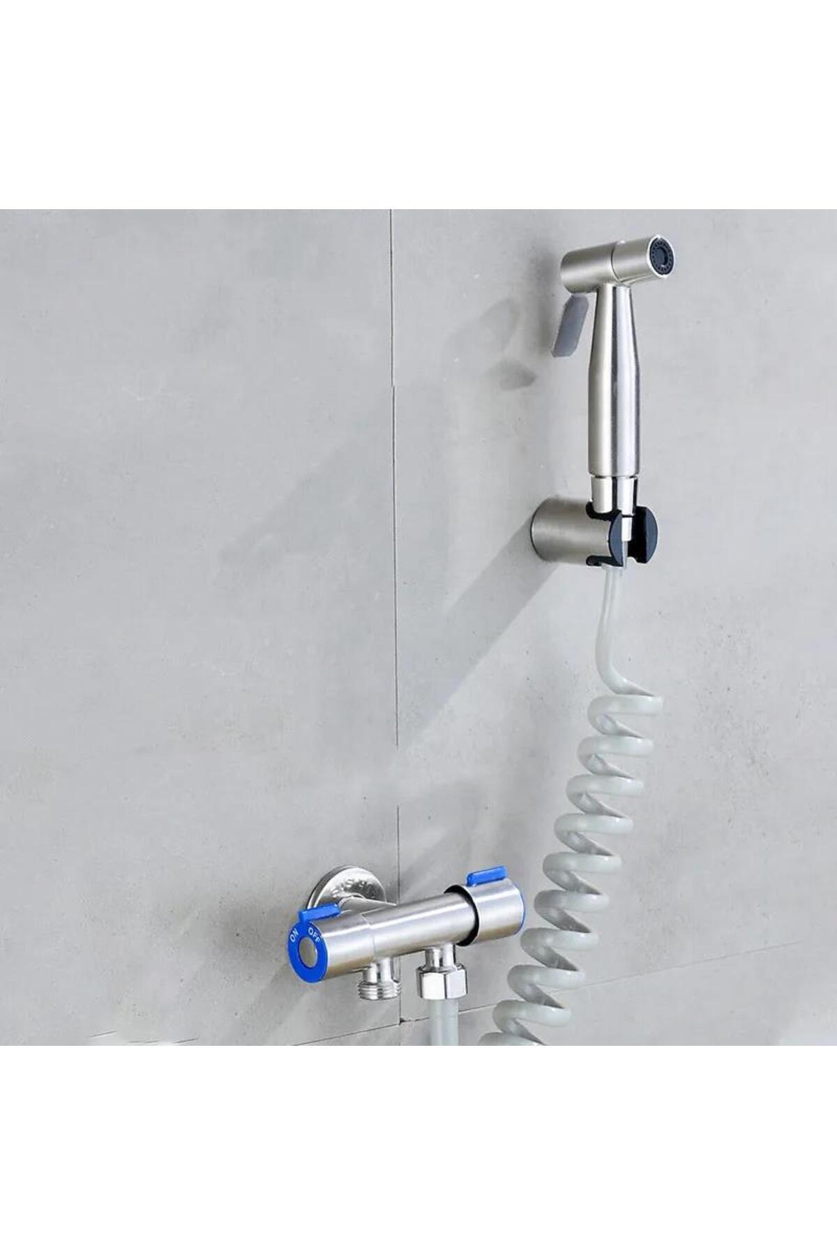 valkyrie Paslanmaz Çelik Tuvalet Musluk Bide Seti Kolay Kurulum Kullanım Çift Çıkışlı Gümüş Evcil Ha fotoğrafı 3 (önizleme)