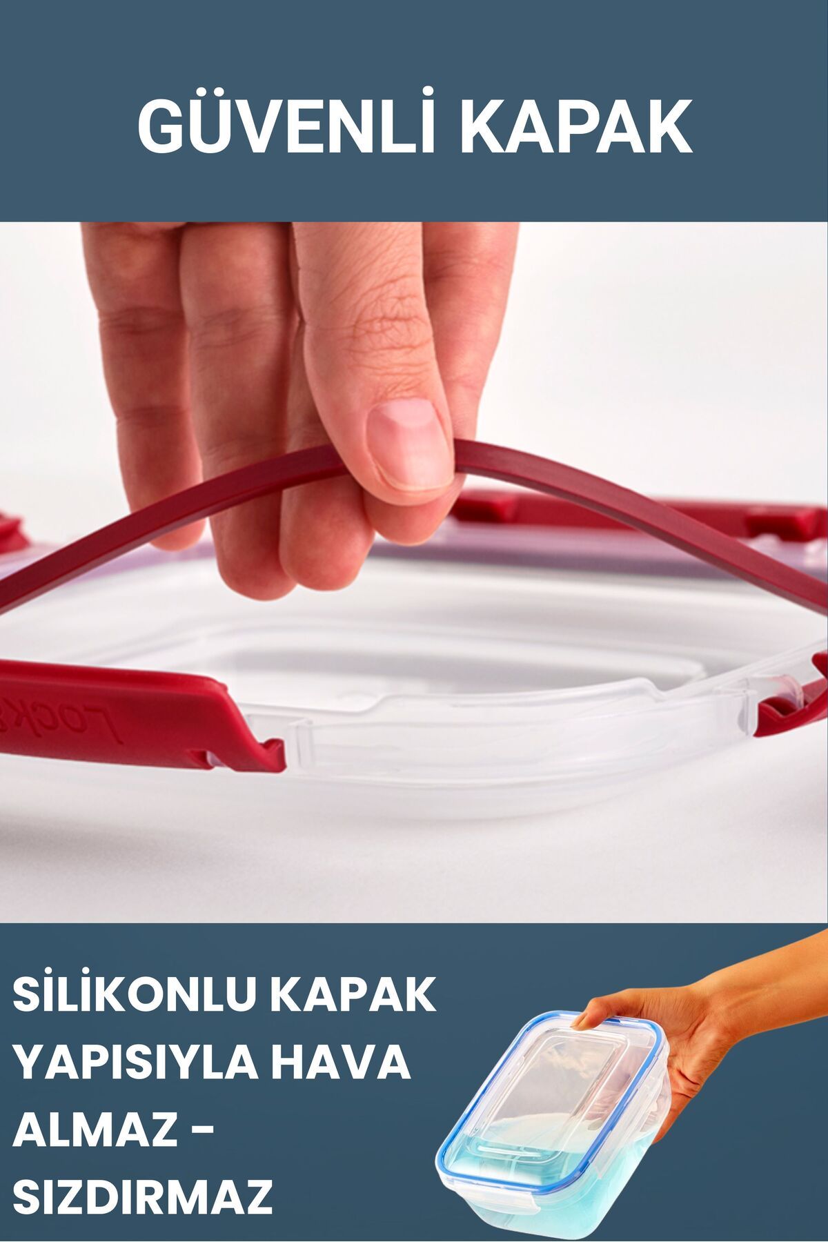 BAGER MARKET-Leak Proof Rectangular Storage Container Erzak Dowry Set 3-4-1400ml 4