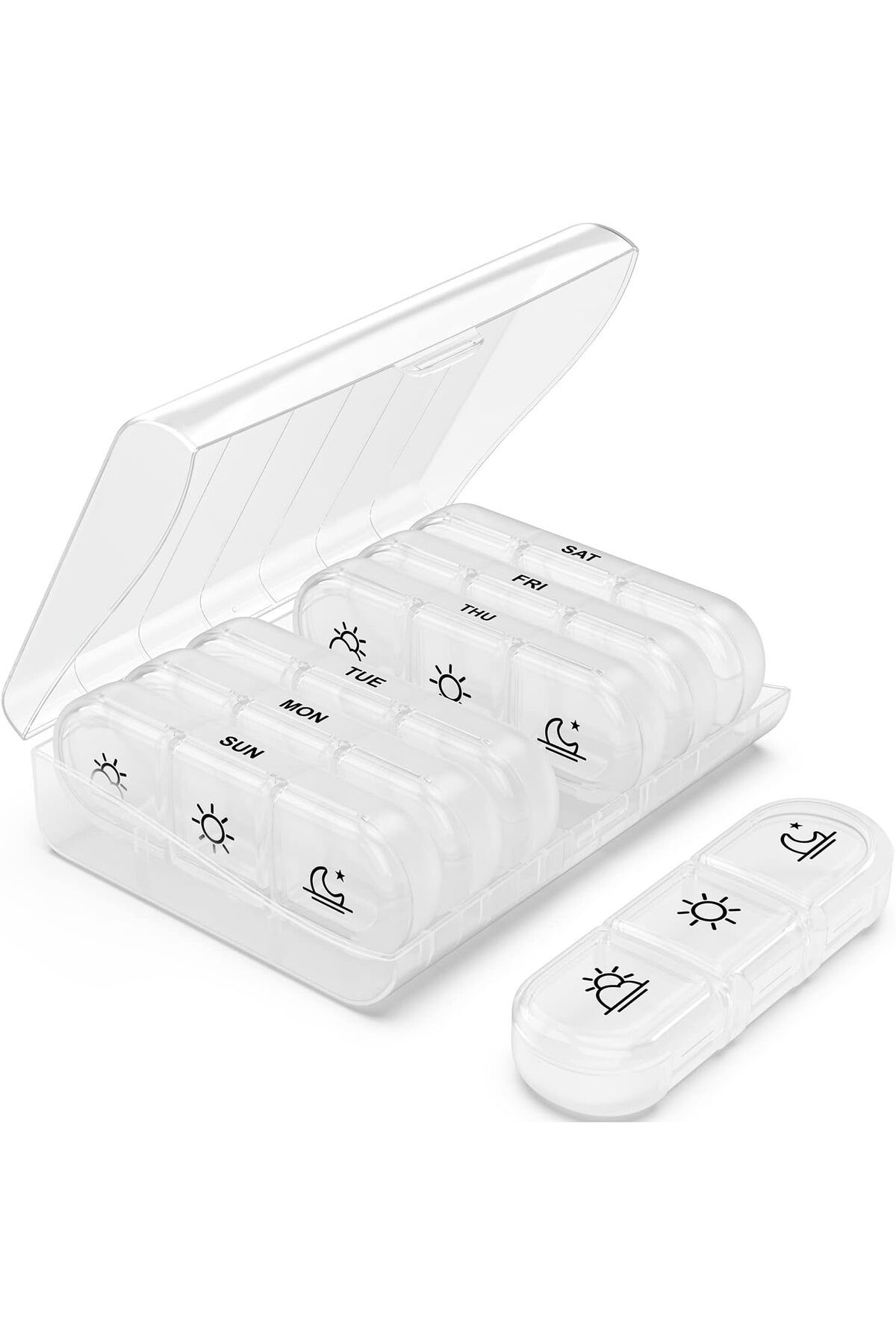 COOYA-Portable Travel Pill Box, 7 Day with Large Pill Containers, Light Proof Pill Case (White) 1