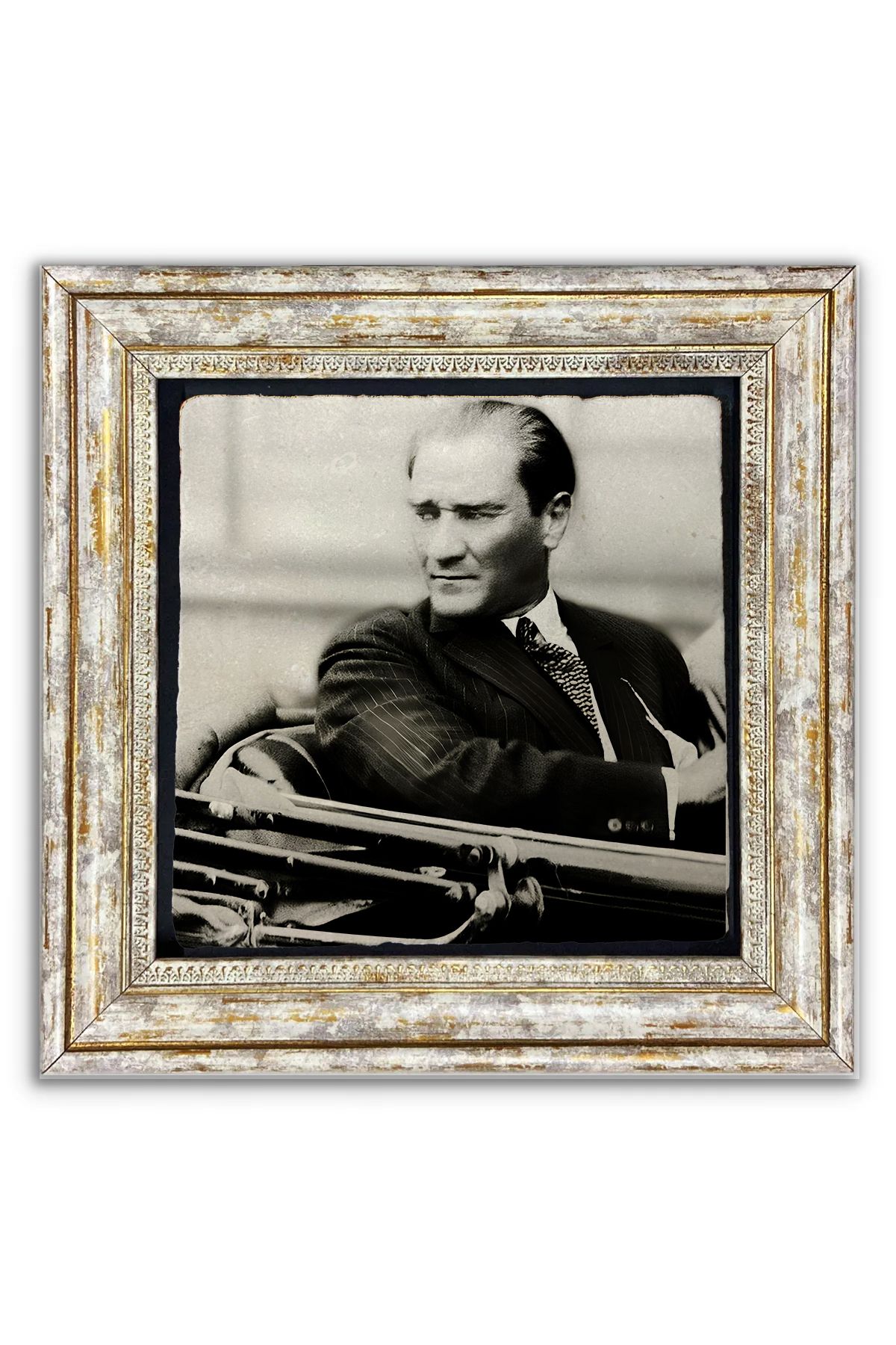 AND Taş Duvar Dekoru Atatürk Taşa Baskı Çerçeveli Tablo (30x30 cm )