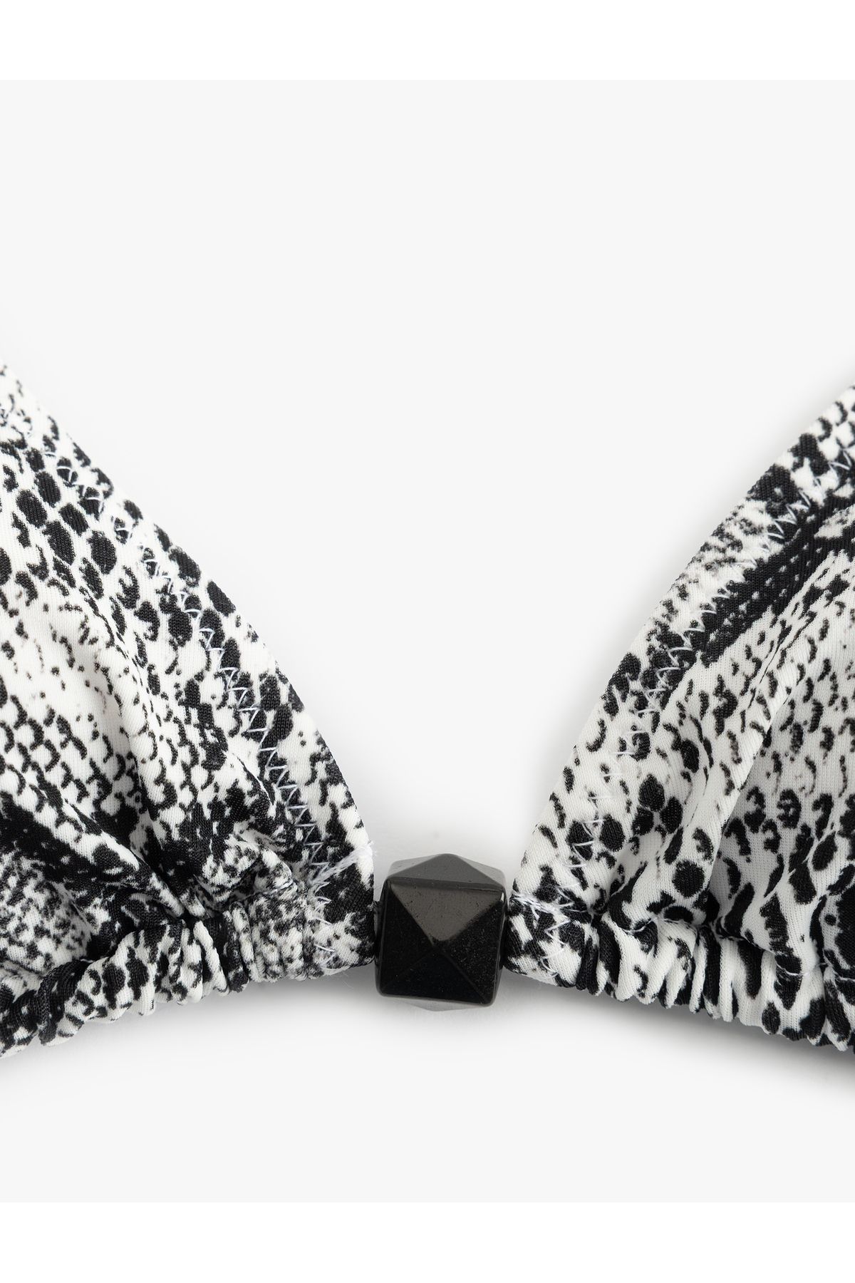 Koton-Snake Patterned Triangle Bikini Top with Accessories 3