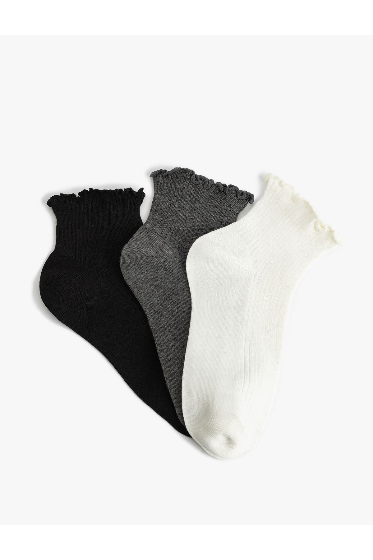 Koton-Set of 3 Booties Socks with Multicolored Ruffle Detail 1