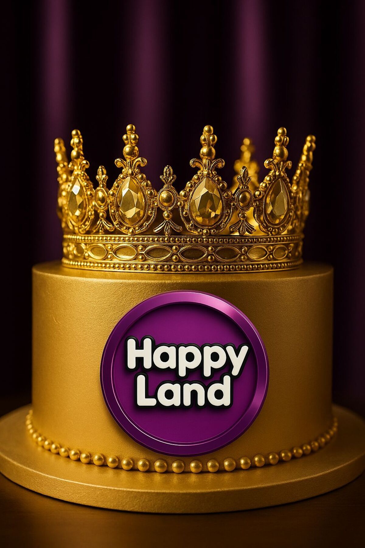 Happyland-Gold Cake Crown 12X12 cm Birthday Crown Mica Tac Wedding Cake Decoration 3