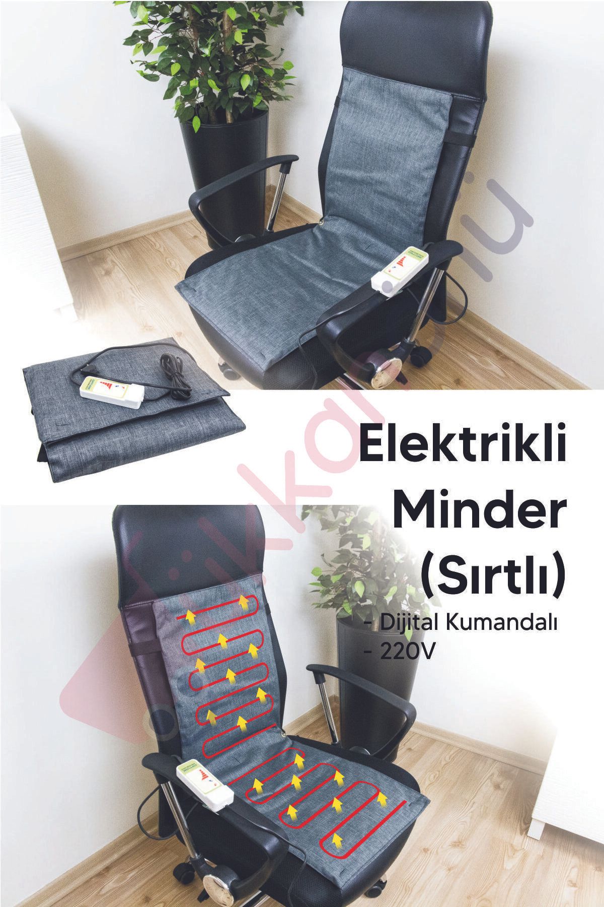 Roza's Home Elektrikli Minder Sırtlı Dijital Kumandalı 220v