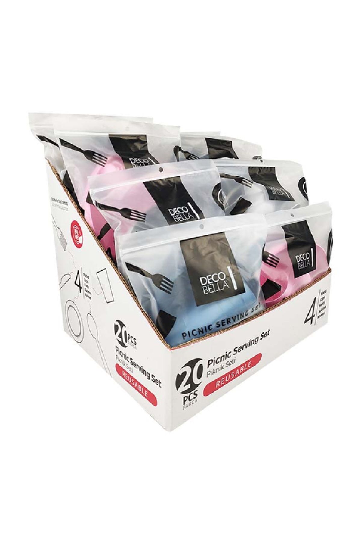 Roza's Home-20 Piece Picnic Set for 4 People Practical Does Not Take up Space Picnic Set Picnic Utensils 4